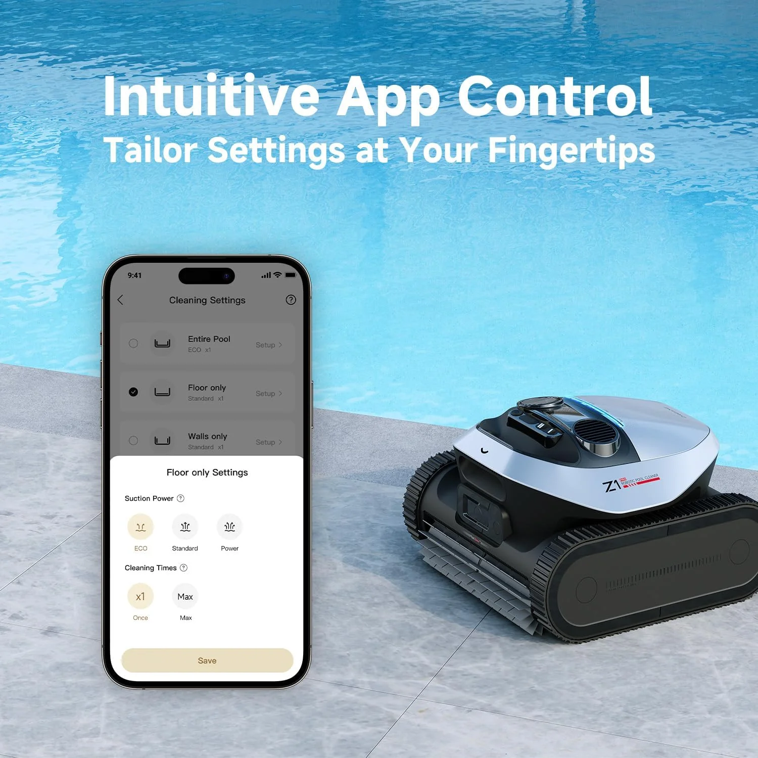 Dreame Z1 Pro Cordless Robotic Pool Cleaner, LiFi Remote Control, 8000 GPH Suction, Waterline Cleaning, Auto-Retrieval, Above and In-Ground Pools - Image 5