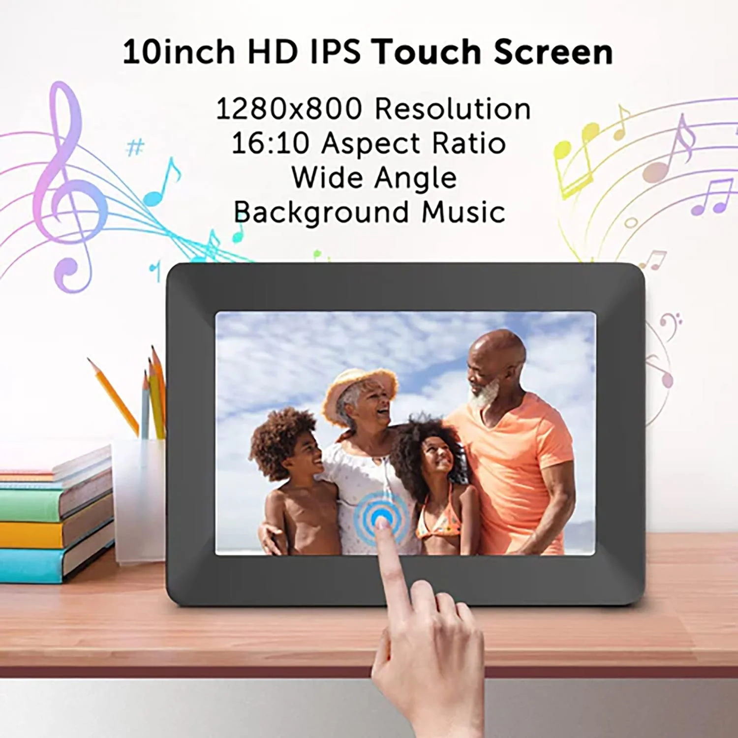 eco4life 10.1-In. Wi-Fi Digital Photo Frame with Photos/Video Sharing and Touch Screen, CPF1026 - Image 4