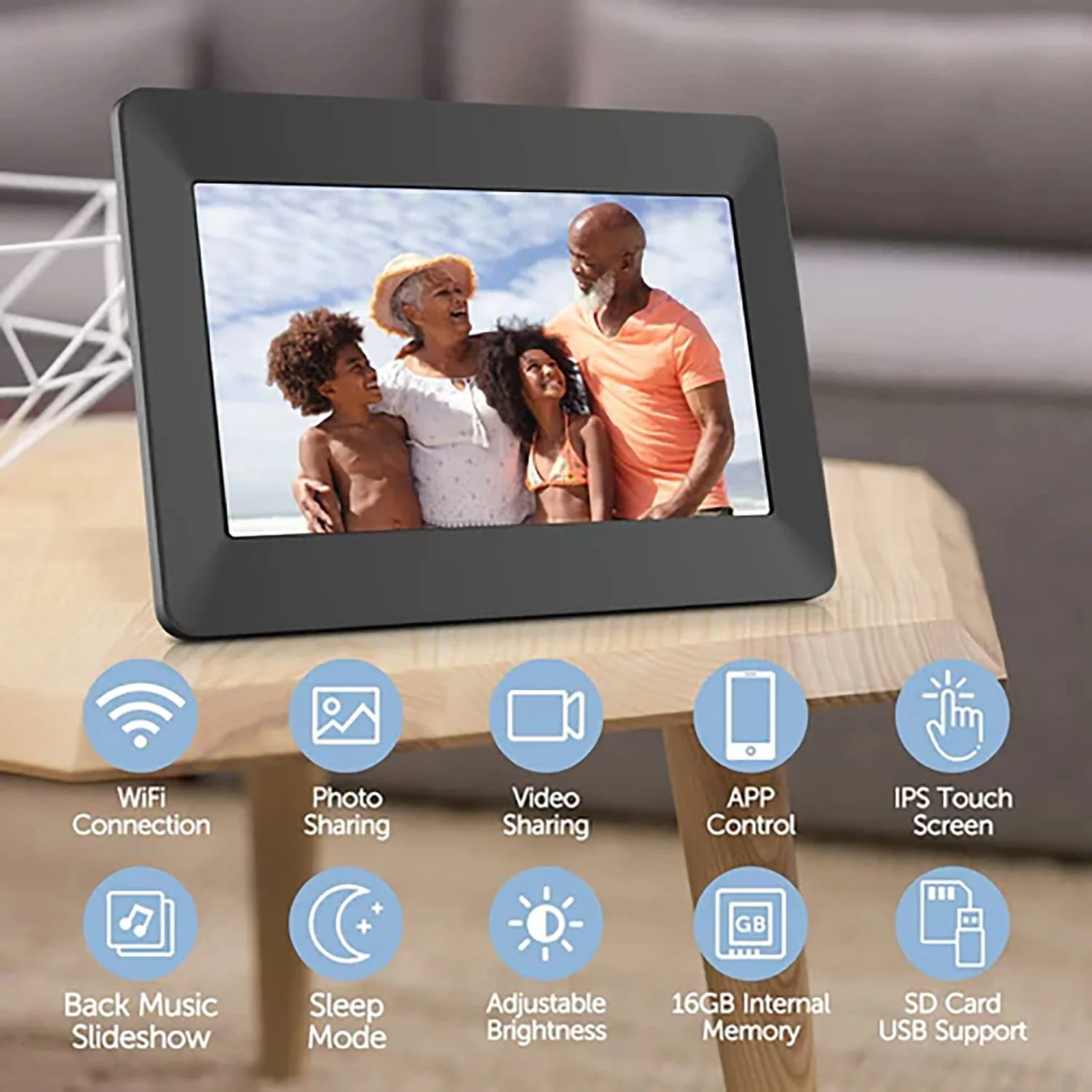 eco4life 10.1-In. Wi-Fi Digital Photo Frame with Photos/Video Sharing and Touch Screen, CPF1026 - Image 5