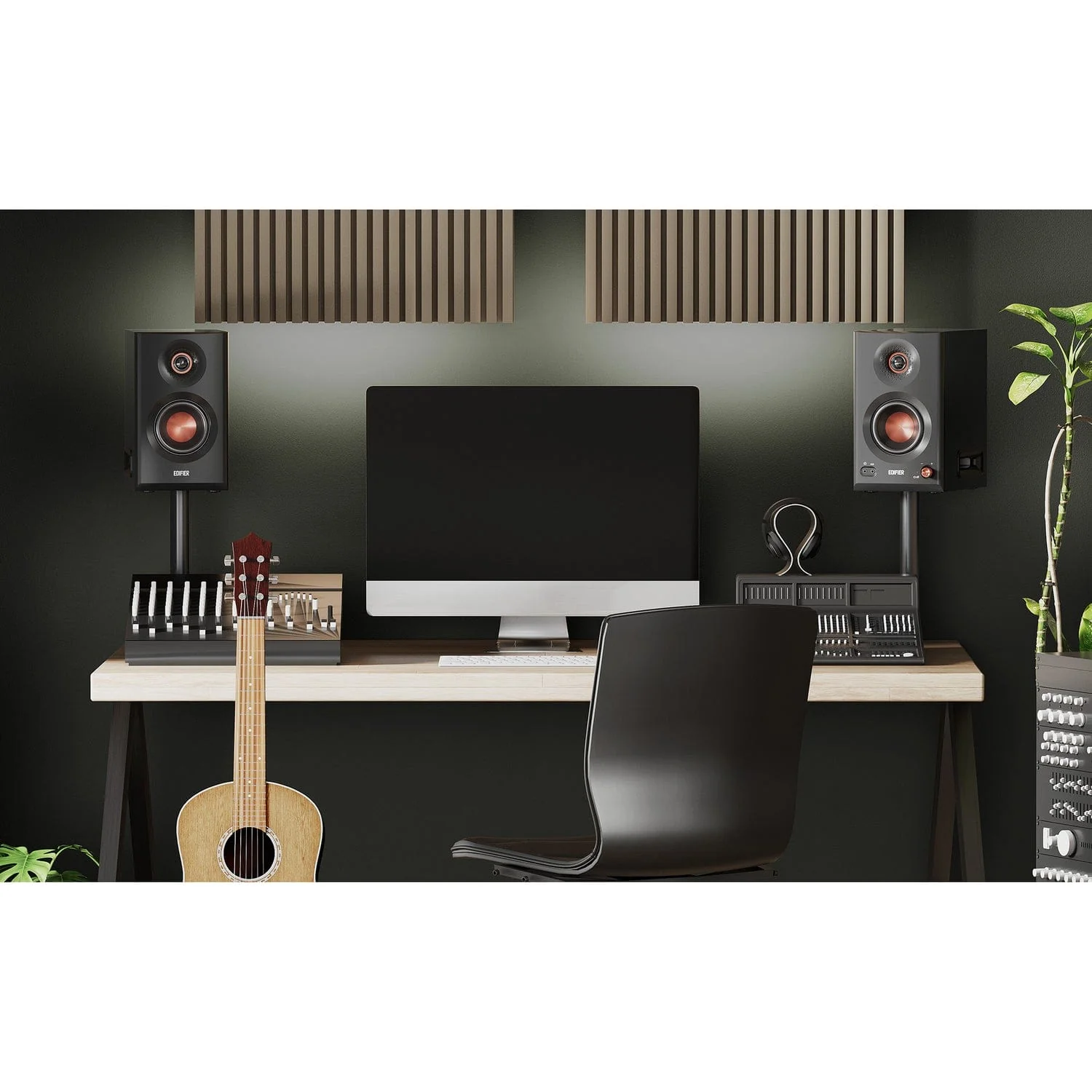 Edifier 110-Watt-RMS Bluetooth MR5 Powered 2.0 Studio Monitor Speaker Set with 5-In. Woofers, Hi-Res Audio/Hi-Res Audio Wireless, Pair, Black - Image 2