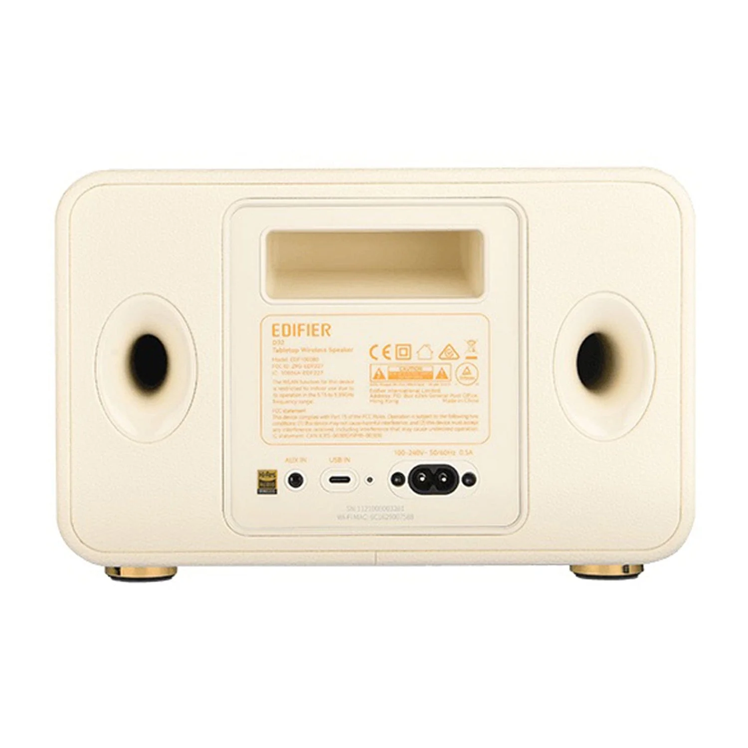 Edifier 60-Watt-Continuous Bluetooth Retro Rechargeable Tabletop Speaker, D32, Ivory - Image 3