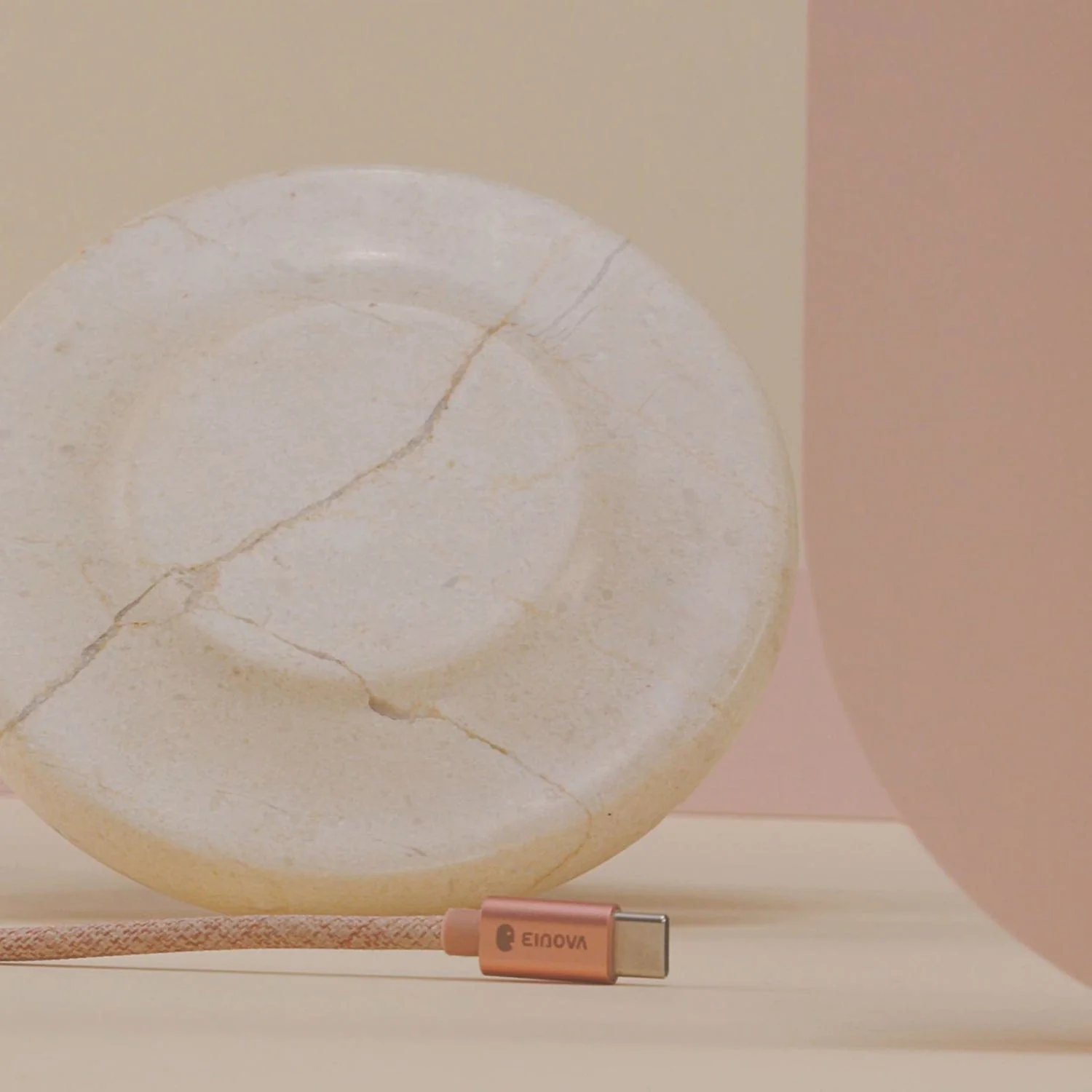 Einova Classic Stone Marble Wireless Charger, Cream Marble - Image 3