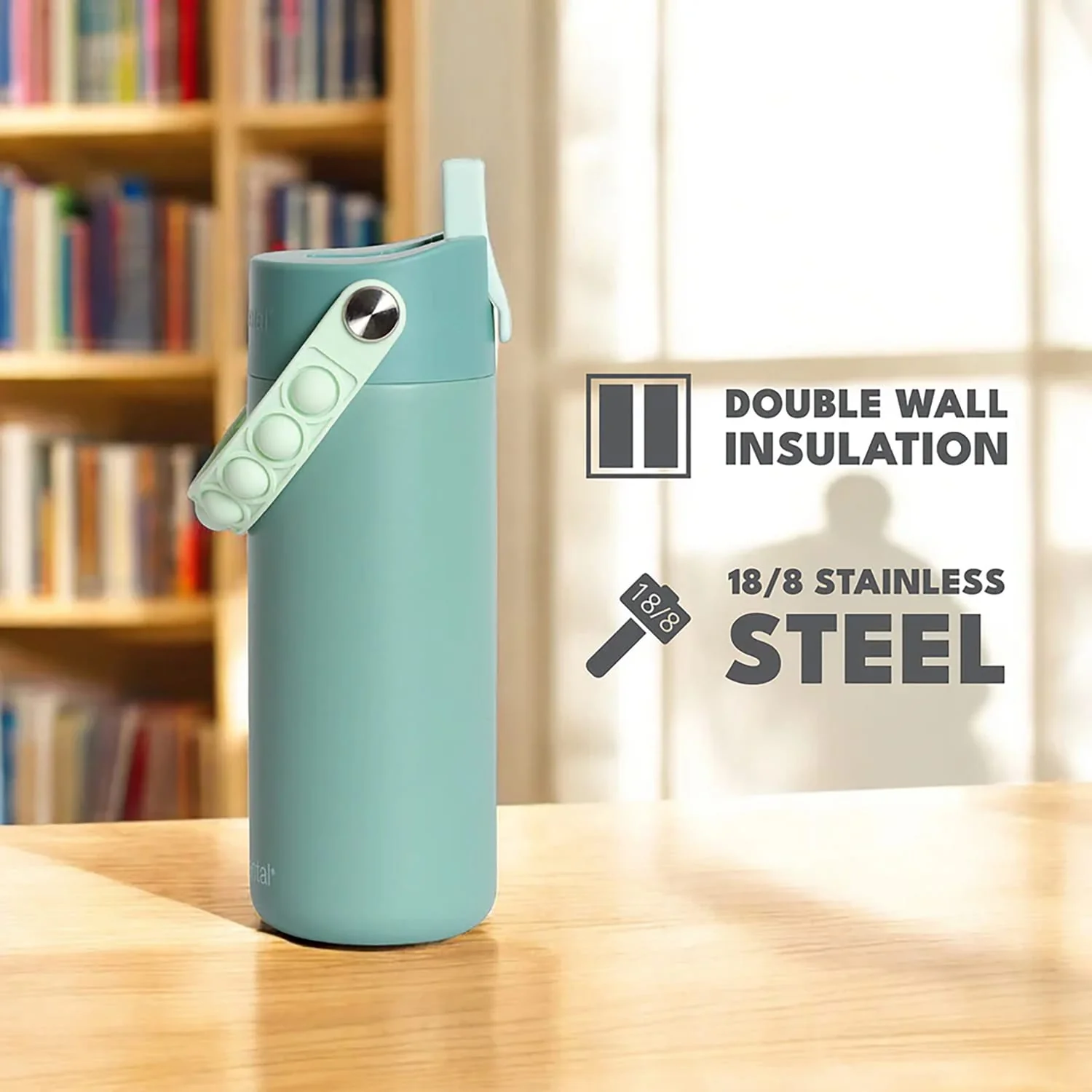 Elemental Core Pop Stainless Steel Water Bottle, 18 Oz., Sage - Image 2