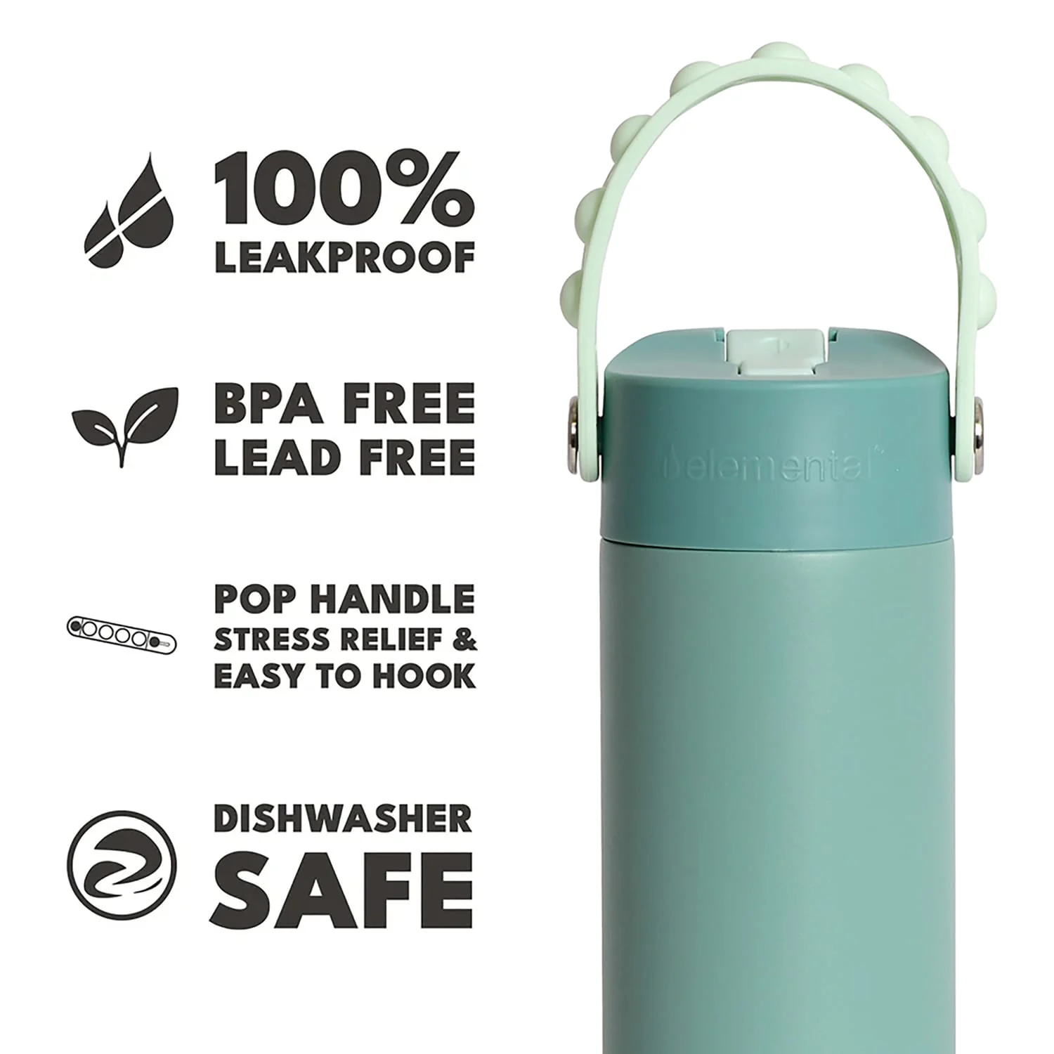 Elemental Core Pop Stainless Steel Water Bottle, 18 Oz., Sage - Image 3