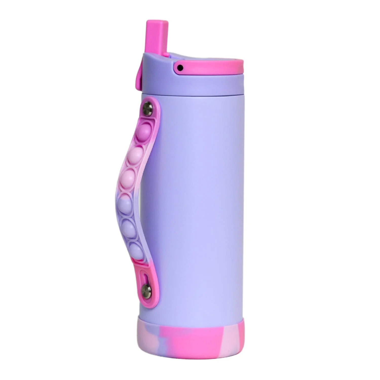 Elemental Iconic Pop Stainless Steel Fidget Water Bottle with Flip-open Sports Cap, 14 Oz., Lilac Tie Dye
