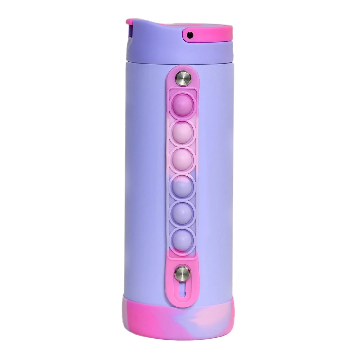 Elemental Iconic Pop Stainless Steel Fidget Water Bottle with Flip-open Sports Cap, 14 Oz., Lilac Tie Dye - Image 4