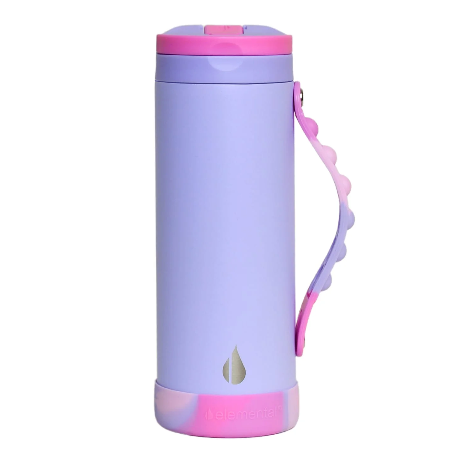 Elemental Iconic Pop Stainless Steel Fidget Water Bottle with Flip-open Sports Cap, 14 Oz., Lilac Tie Dye - Image 5