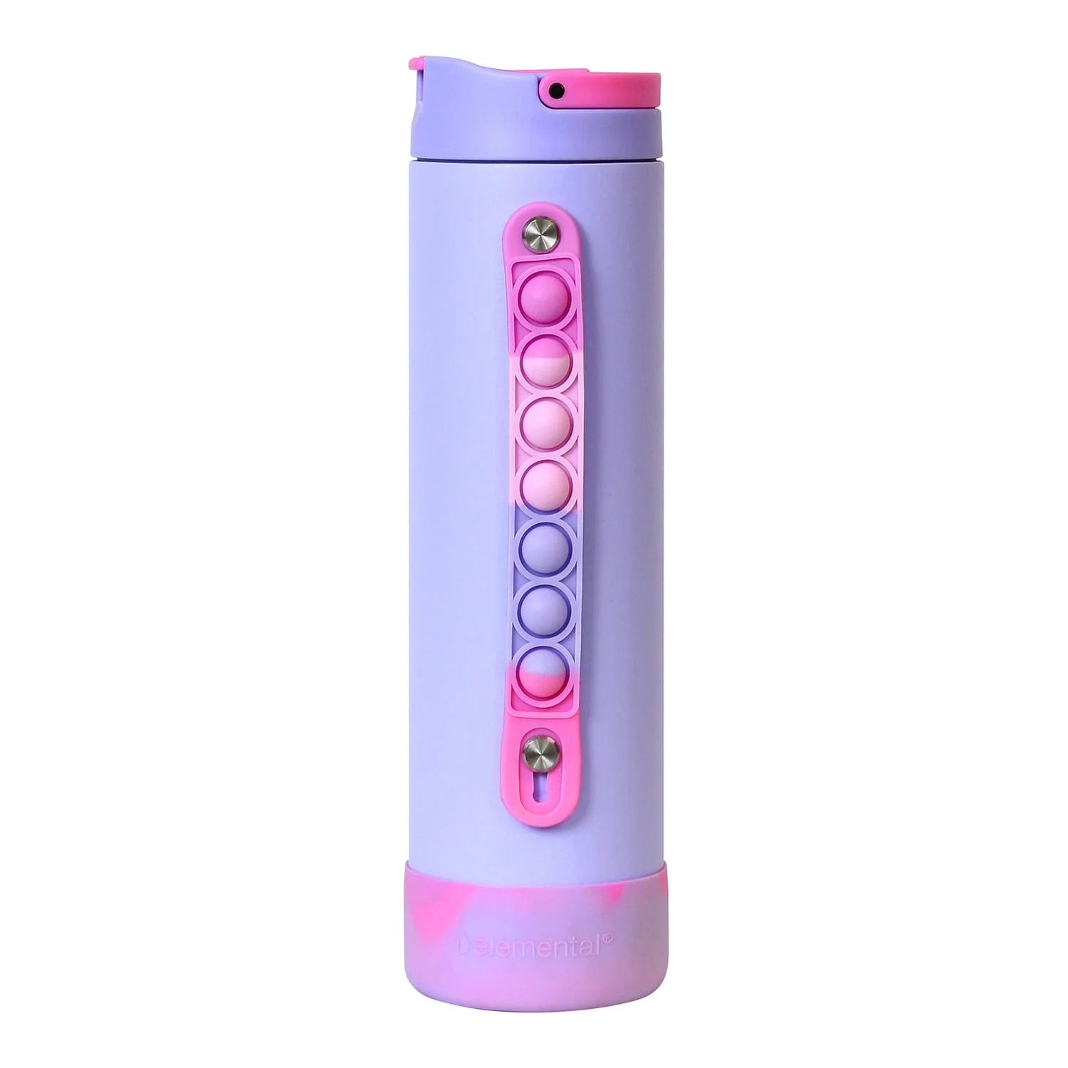 Elemental Iconic Pop Stainless Steel Fidget Water Bottle with Flip-open Sports Cap, 20 Oz., Lilac Tie Dye - Image 4