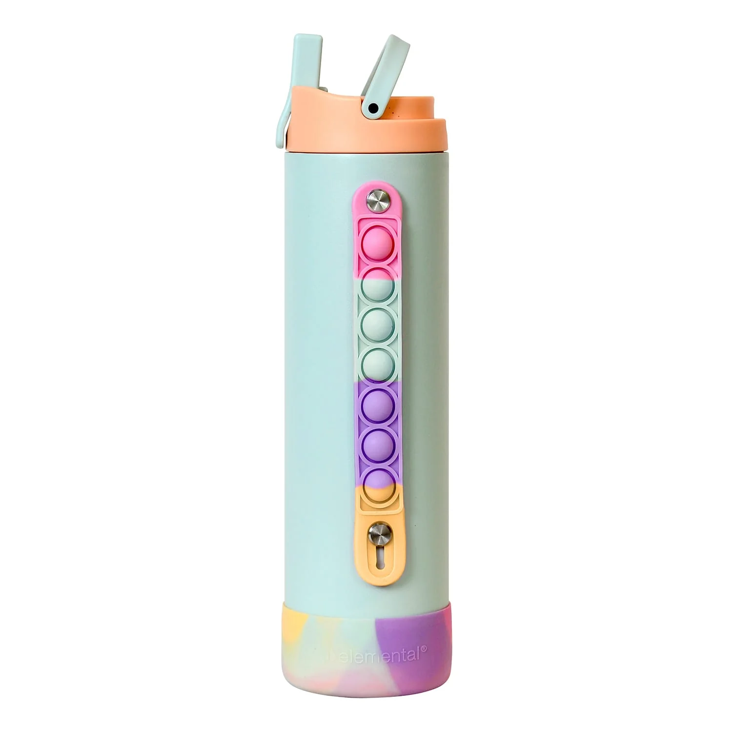 Elemental Iconic Pop Stainless Steel Fidget Water Bottle with Flip-open Sports Cap, 20 Oz., Mint Sorbet