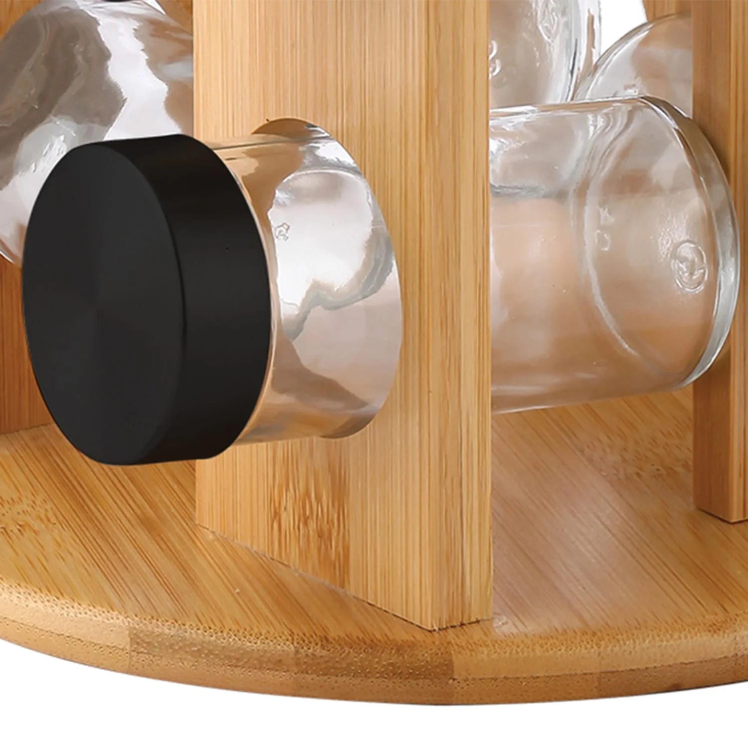 Elle Decor 12-Jar Spice Rack Organizer, Black and Wood - Image 2