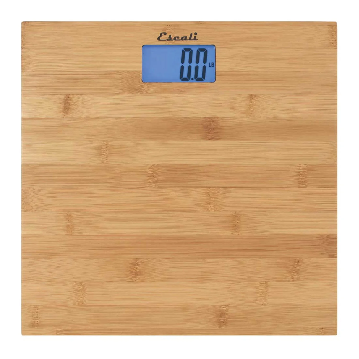 Escali Blue Back-light Display 400-lb Capacity Natural Bamboo Bathroom Scale