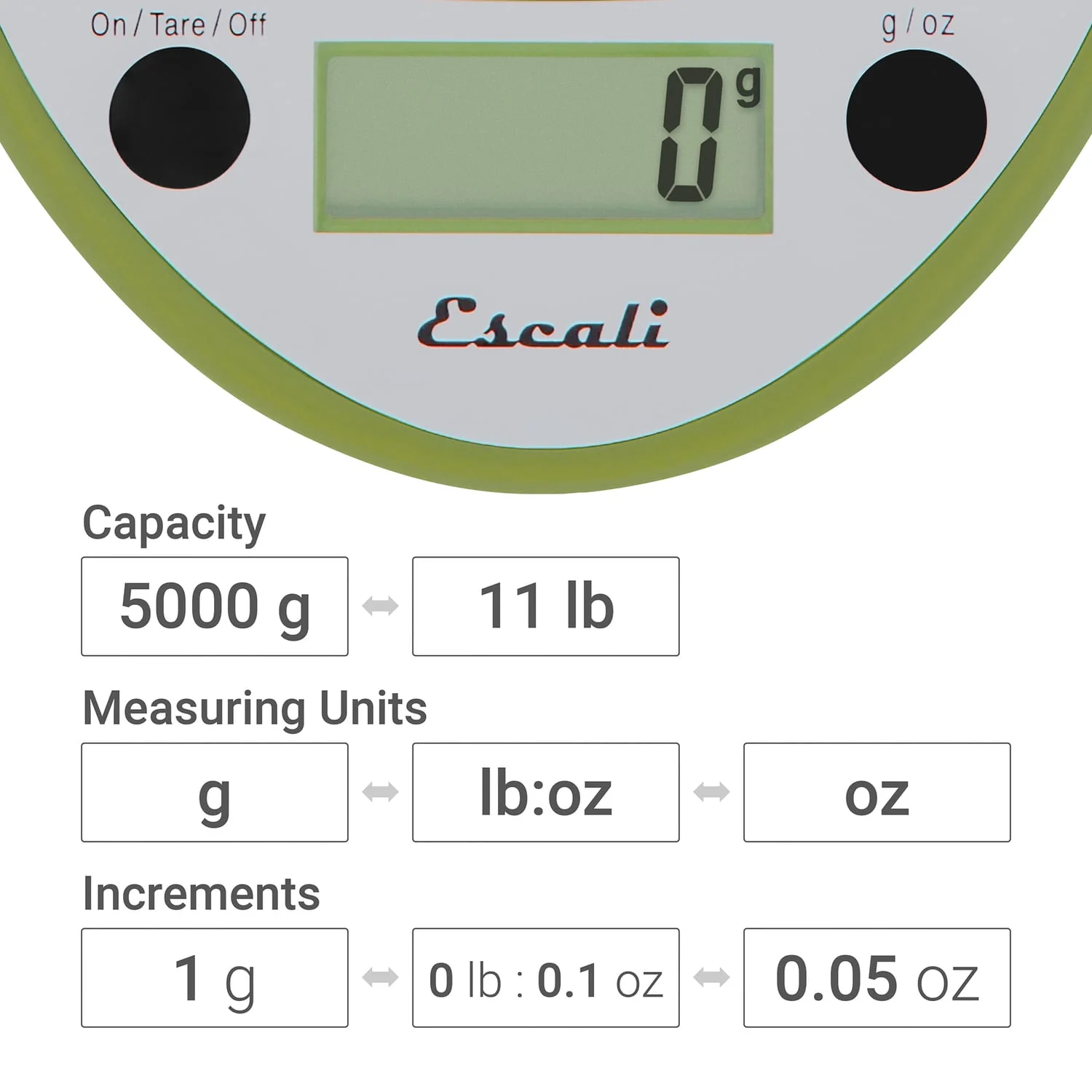 Escali Primo Digital Kitchen Scale, Tarragon Green - Image 5