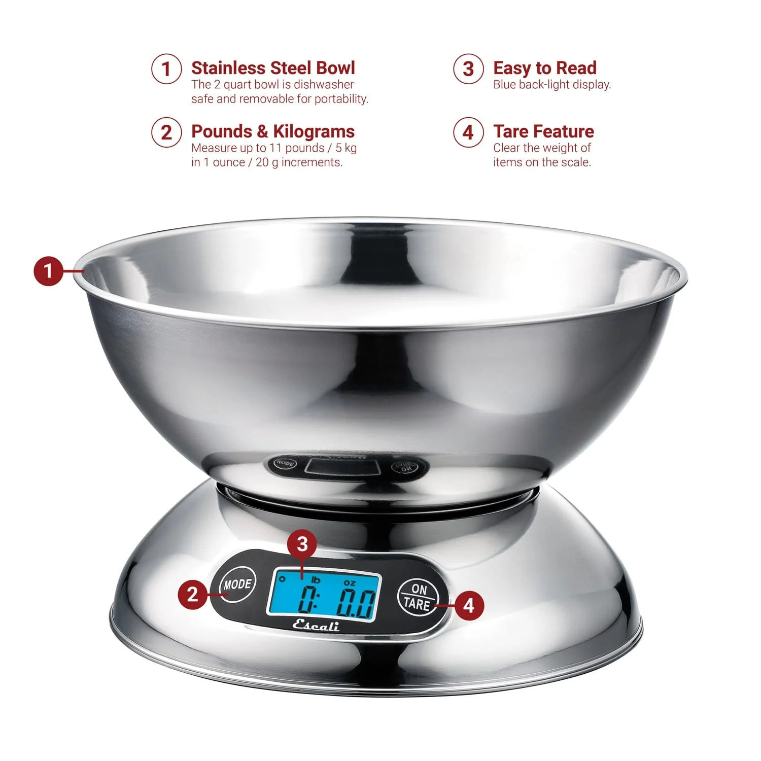 Escali Rondo Stainless Steel Scale - Image 2
