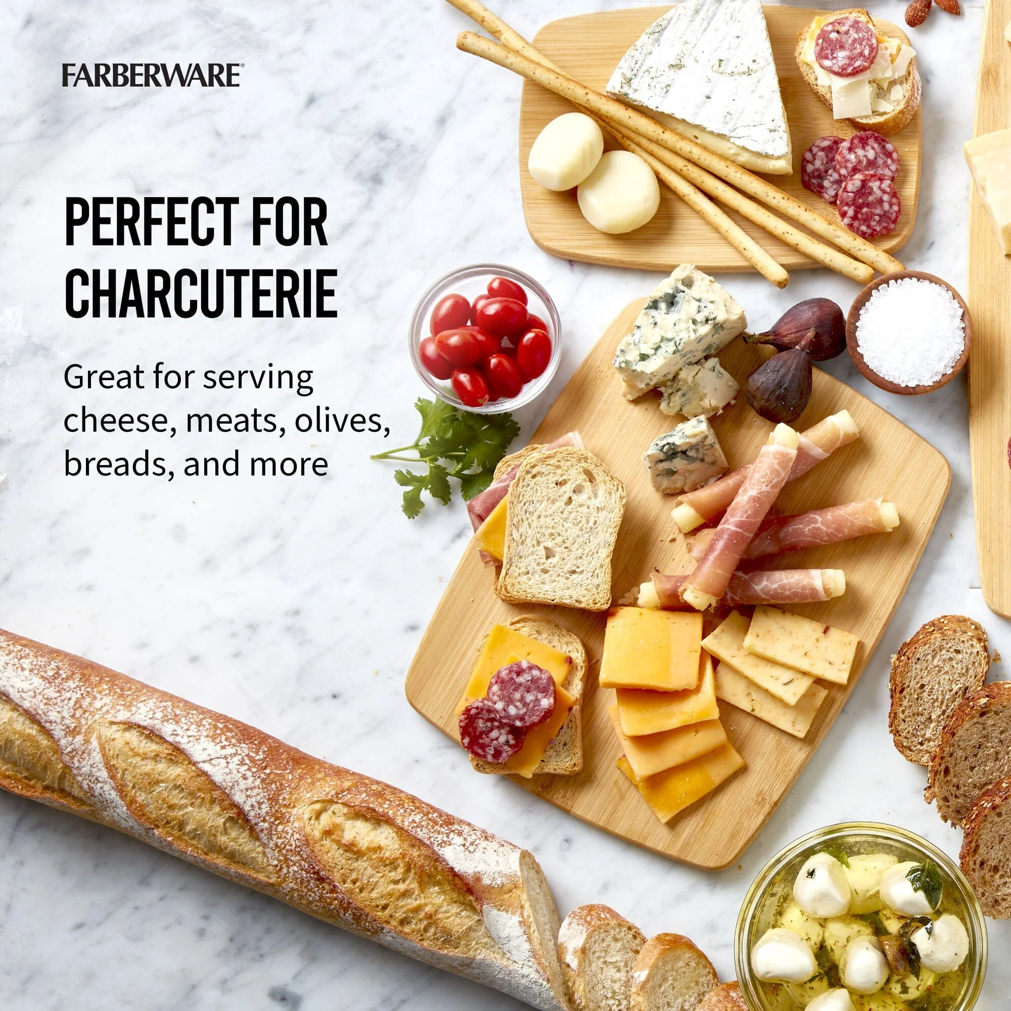 Farberware 4-Piece Reversible Bamboo Cutting And Charcuterie Board Set, Assorted Size - Image 4