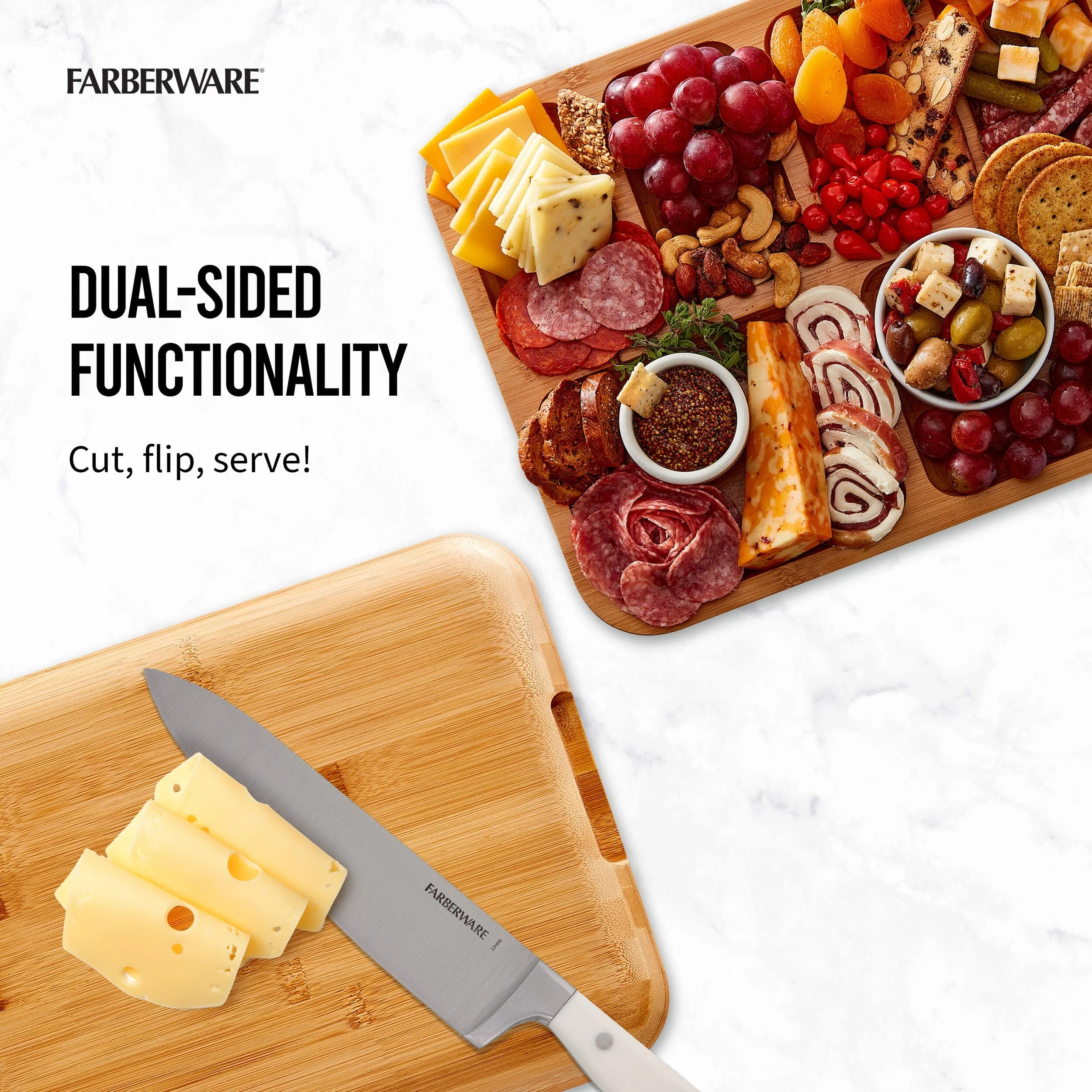 Farberware Build-a-Board Cutting Board with Compartments and Clear Locking Lid for Charcuterie, Snacks, and More-Make it. Take it. Enjoy it, 11x14 Inch, Bamboo - Image 6