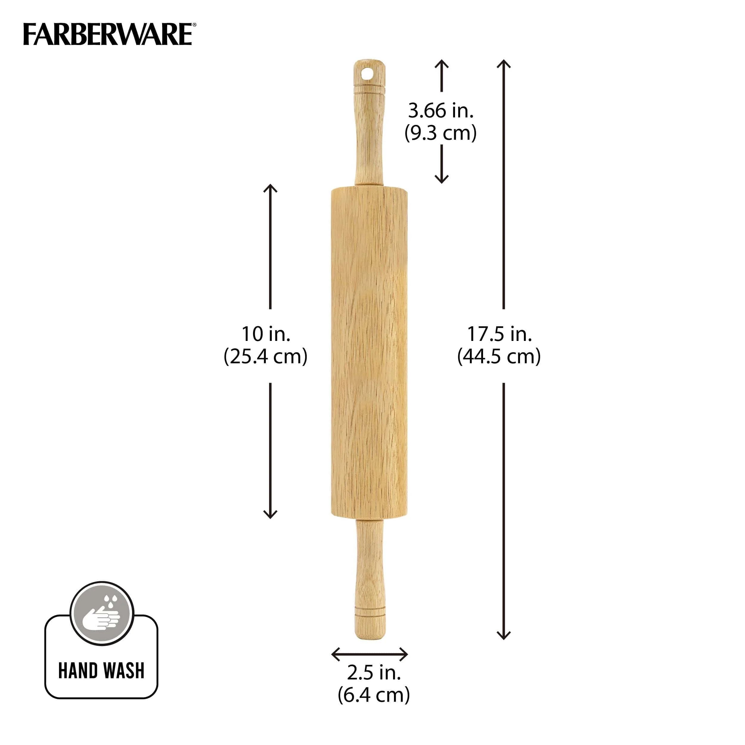 Farberware Classic Wood Rolling Pin, 17.75 Inch, Natural - Image 4