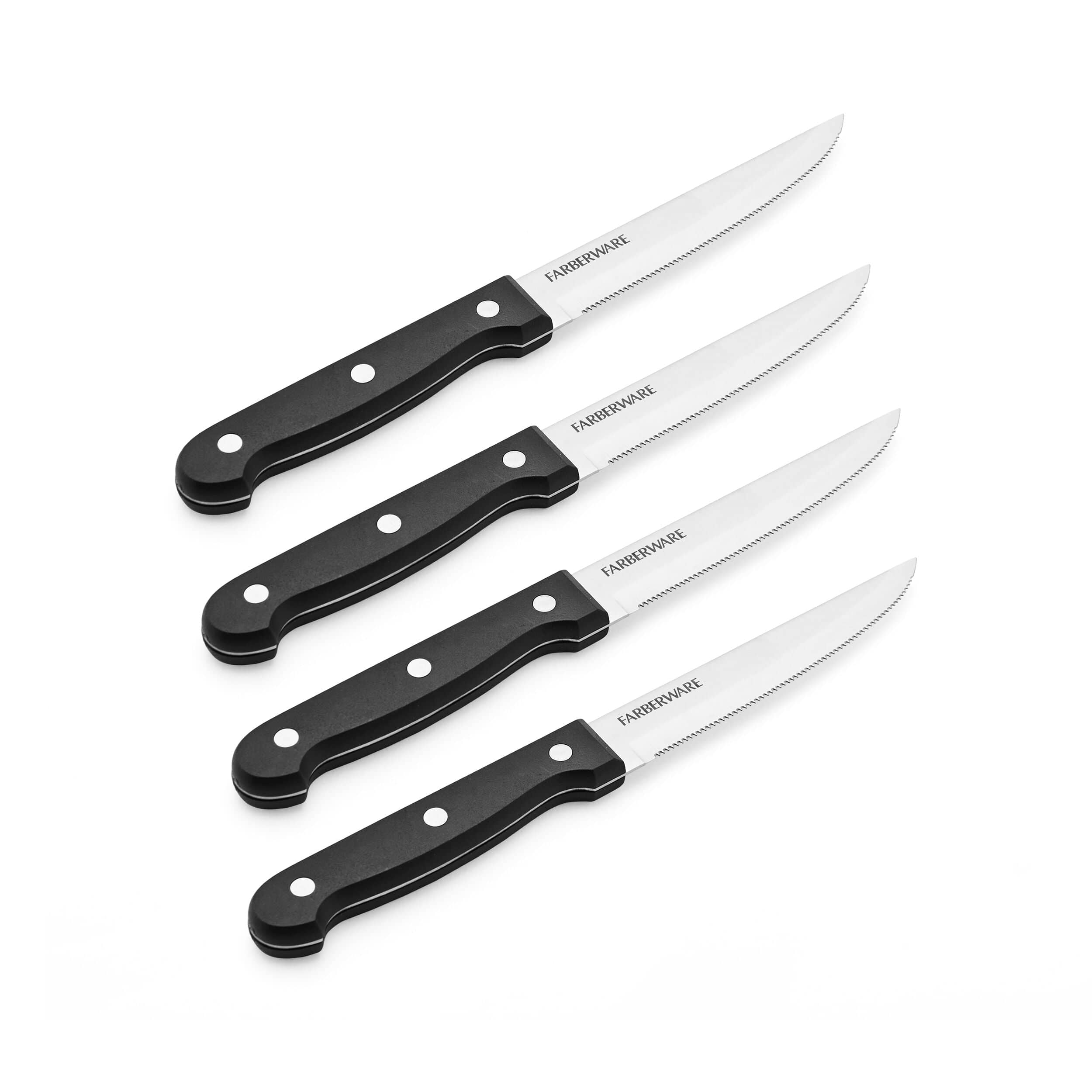 Farberware Full-Tang Triple Rivet 'Never Needs Sharpening' Stainless Steel Steak Knife Set, 4 Piece, Black - Image 5