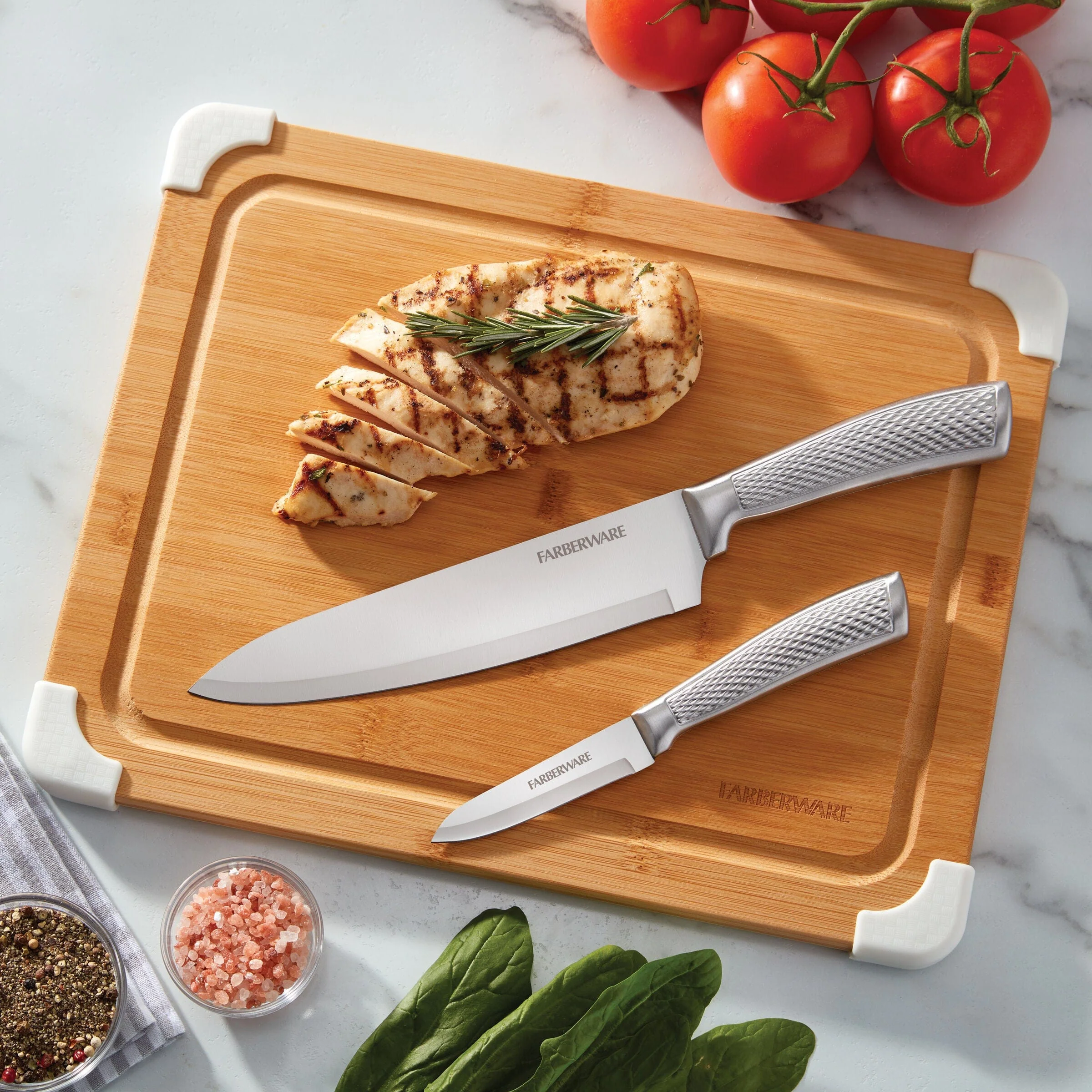 Farberware Nonslip Bamboo Cutting Board with Juice Groove, 11x14 Inch, White - Image 9