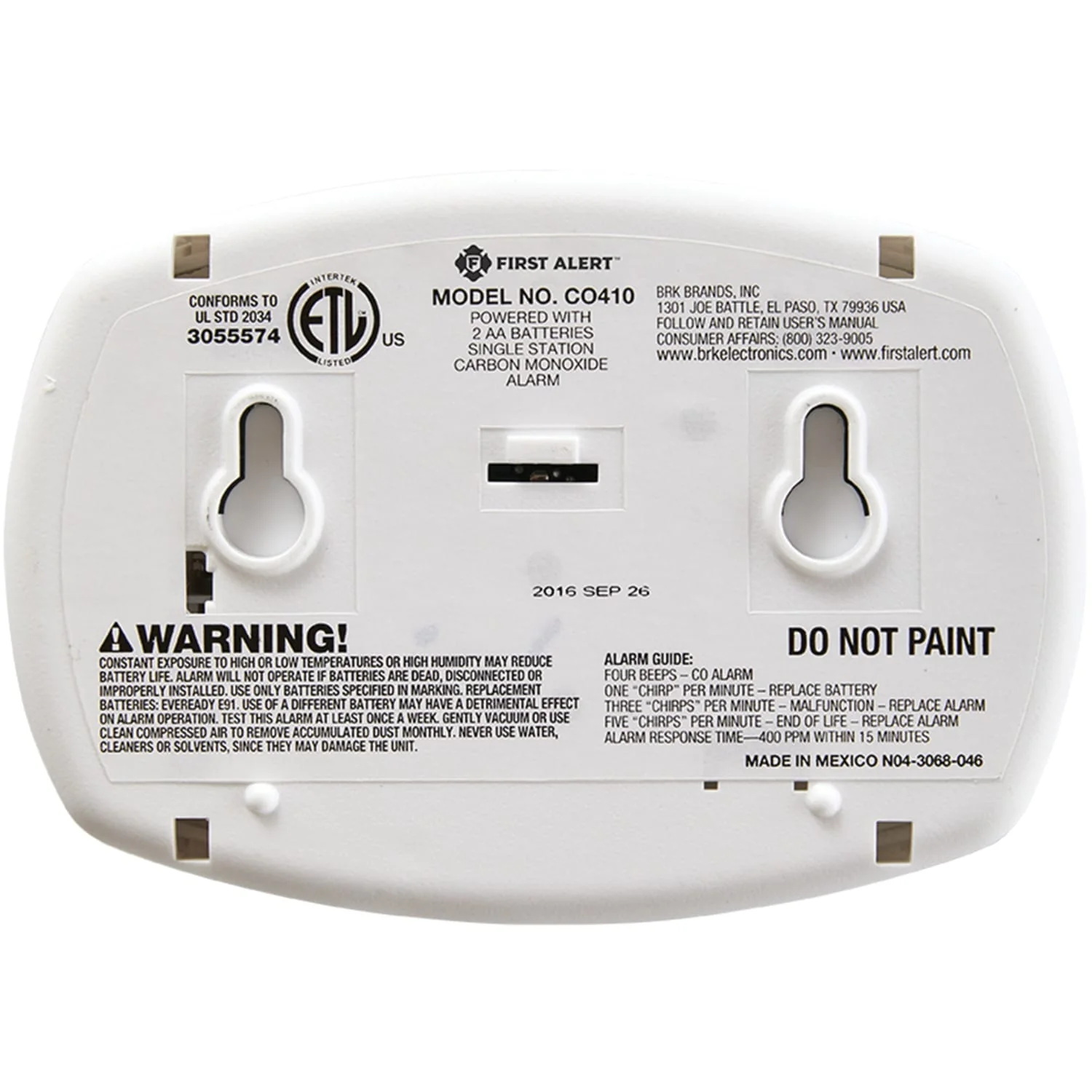 First Alert Battery-Powered Carbon Monoxide Alarm with Backlit Digital Display - Image 3