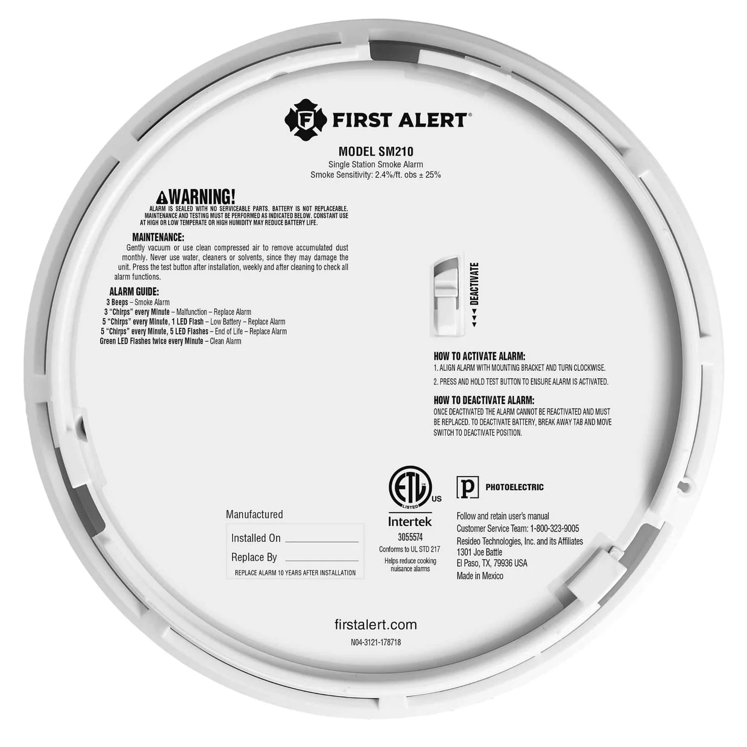 First Alert SM210 Sealed 10-Year-Battery Smoke Alarm with Slim Profile Design - Image 2