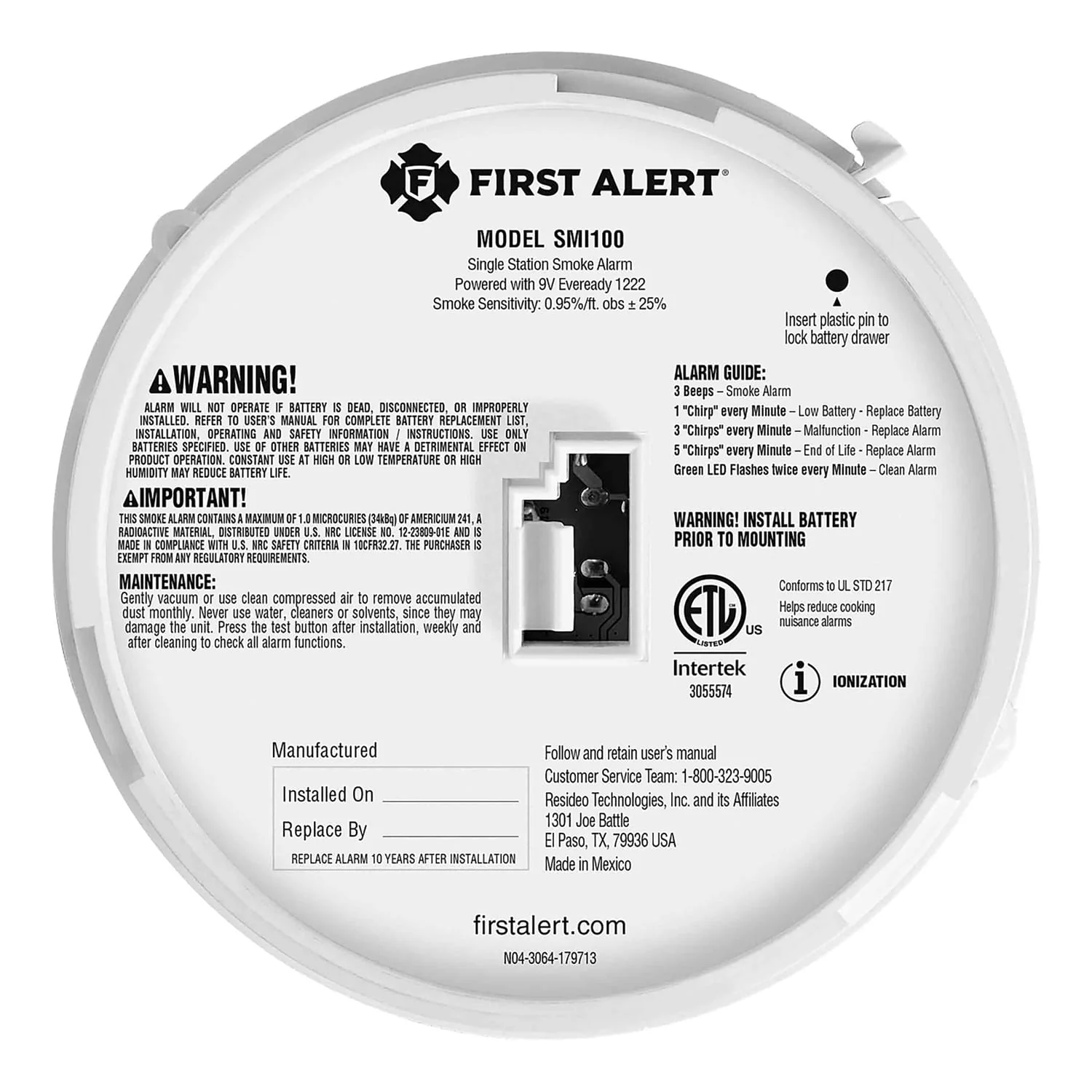 First Alert SMI100 Battery-Operated Smoke Alarm - Image 3
