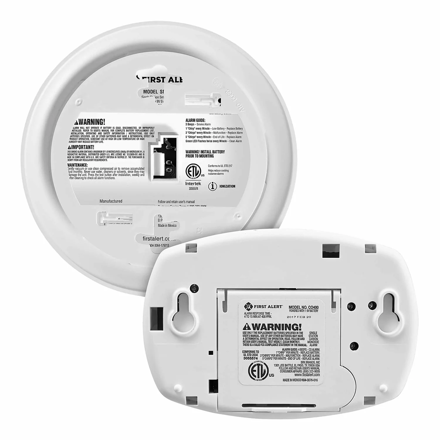 First Alert Standard Battery-Operated Smoke Alarm and CO Alarm Value 2 Pack with Models SMI100 and CO400 - Image 5