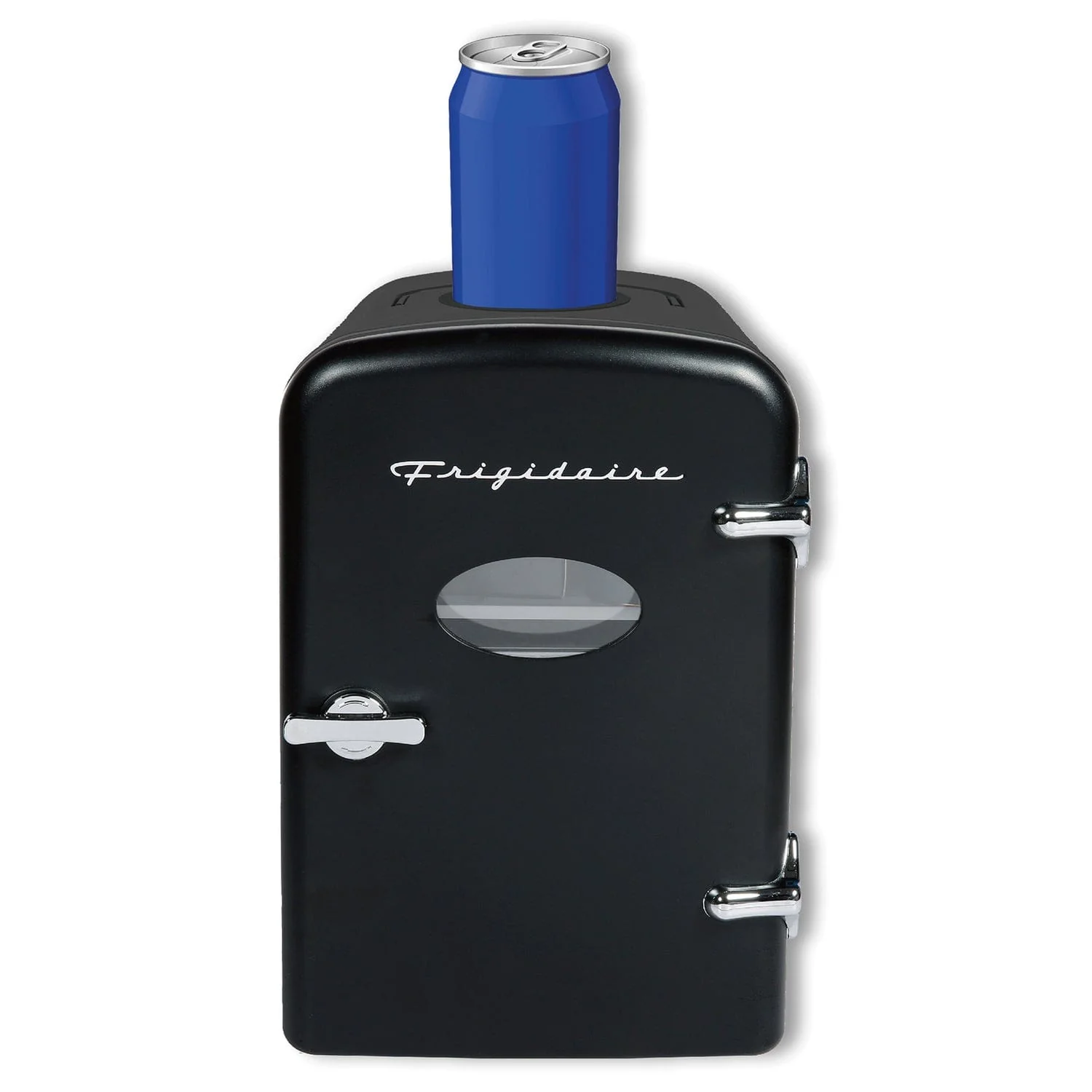 Frigidaire 6+1-Can 48-Watt Retro Mini Portable Fridge with Top-Mounted Active-Cooling Can Holder, Black - Image 5