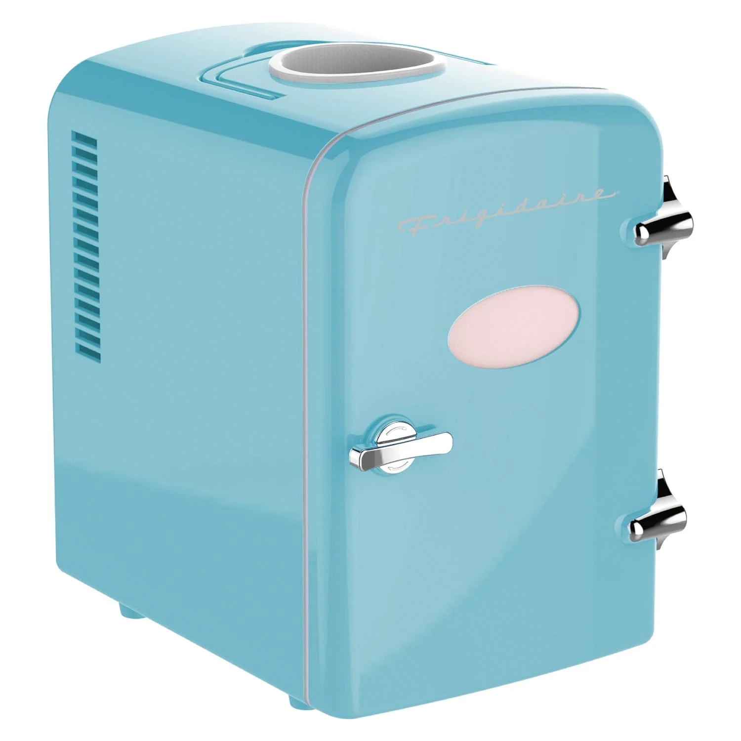 Frigidaire 6+1-Can 48-Watt Retro Mini Portable Fridge with Top-Mounted Active-Cooling Can Holder, Blue - Image 2
