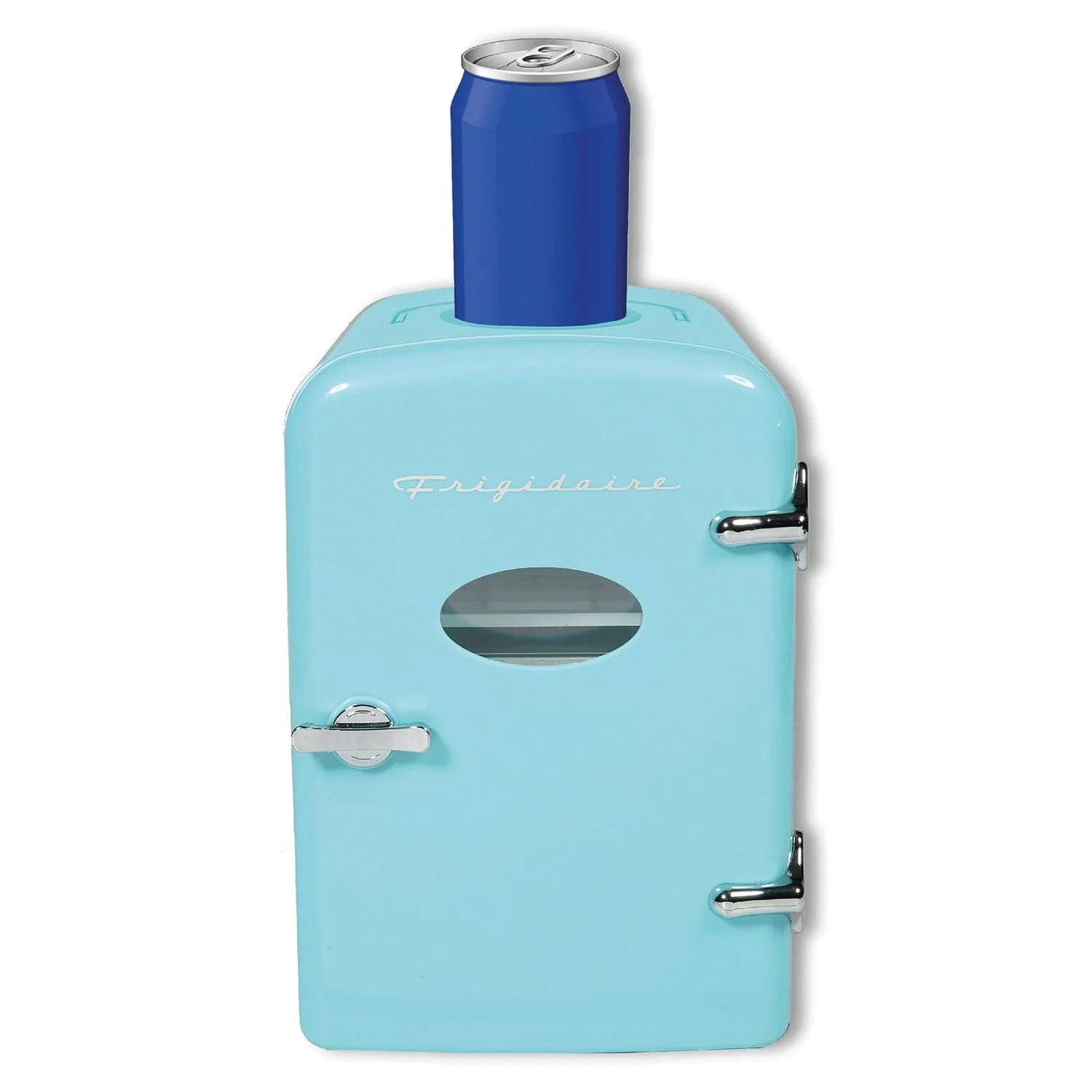 Frigidaire 6+1-Can 48-Watt Retro Mini Portable Fridge with Top-Mounted Active-Cooling Can Holder, Blue - Image 5