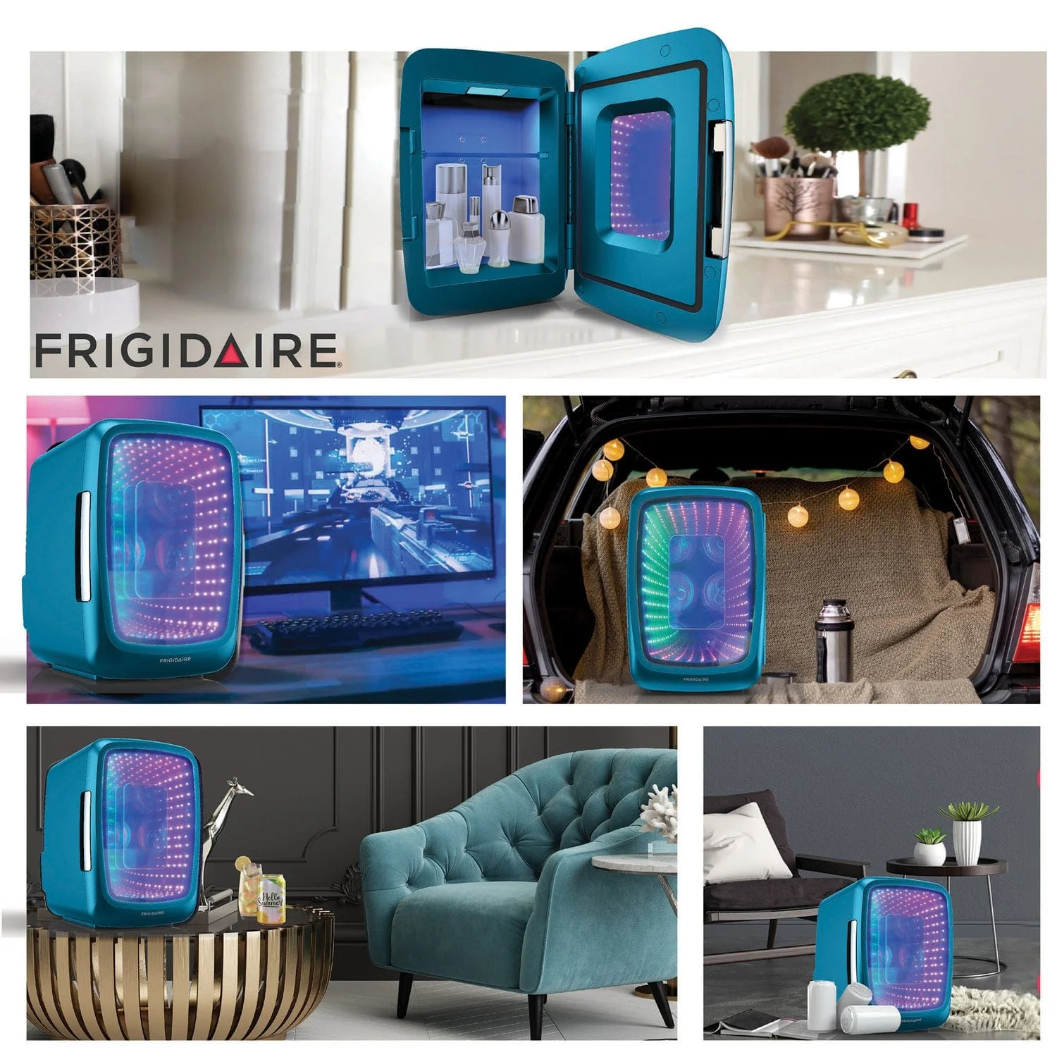 Frigidaire 6-Can Retro Gaming Light-up Portable Beverage Mini Fridge, EFMIS179, Blue - Image 2