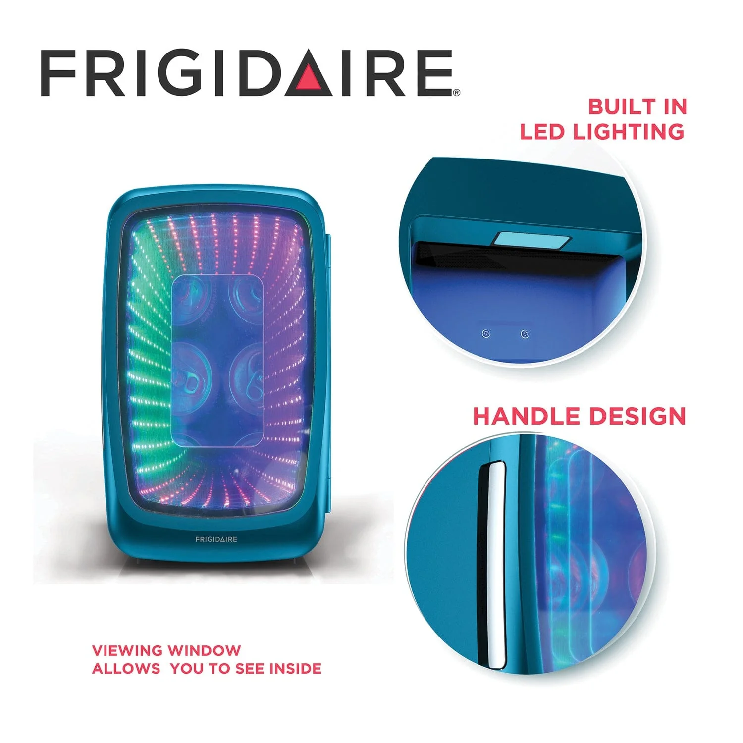 Frigidaire 6-Can Retro Gaming Light-up Portable Beverage Mini Fridge, EFMIS179, Blue - Image 4