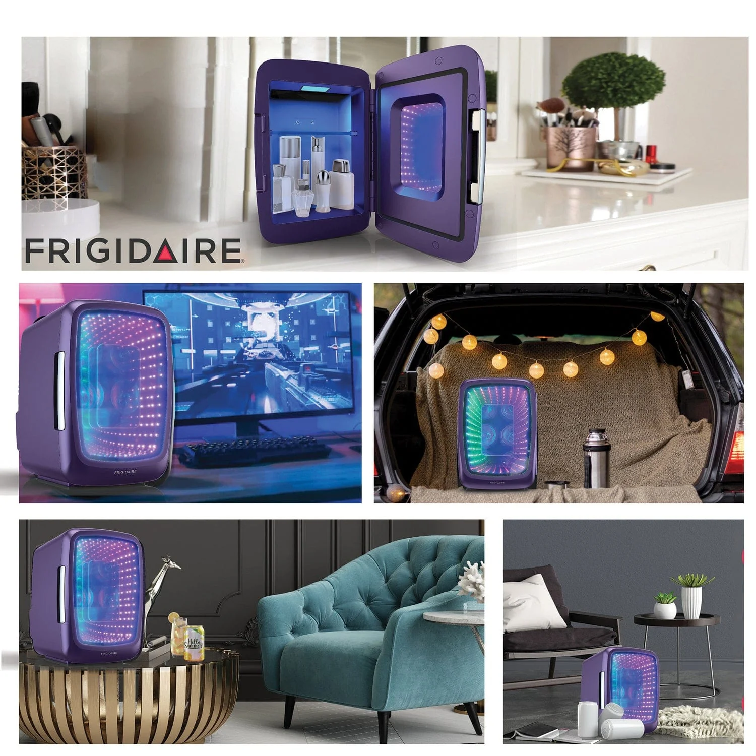 Frigidaire 6-Can Retro Gaming Light-up Portable Beverage Mini Fridge, EFMIS179, Purplehaze - Image 3