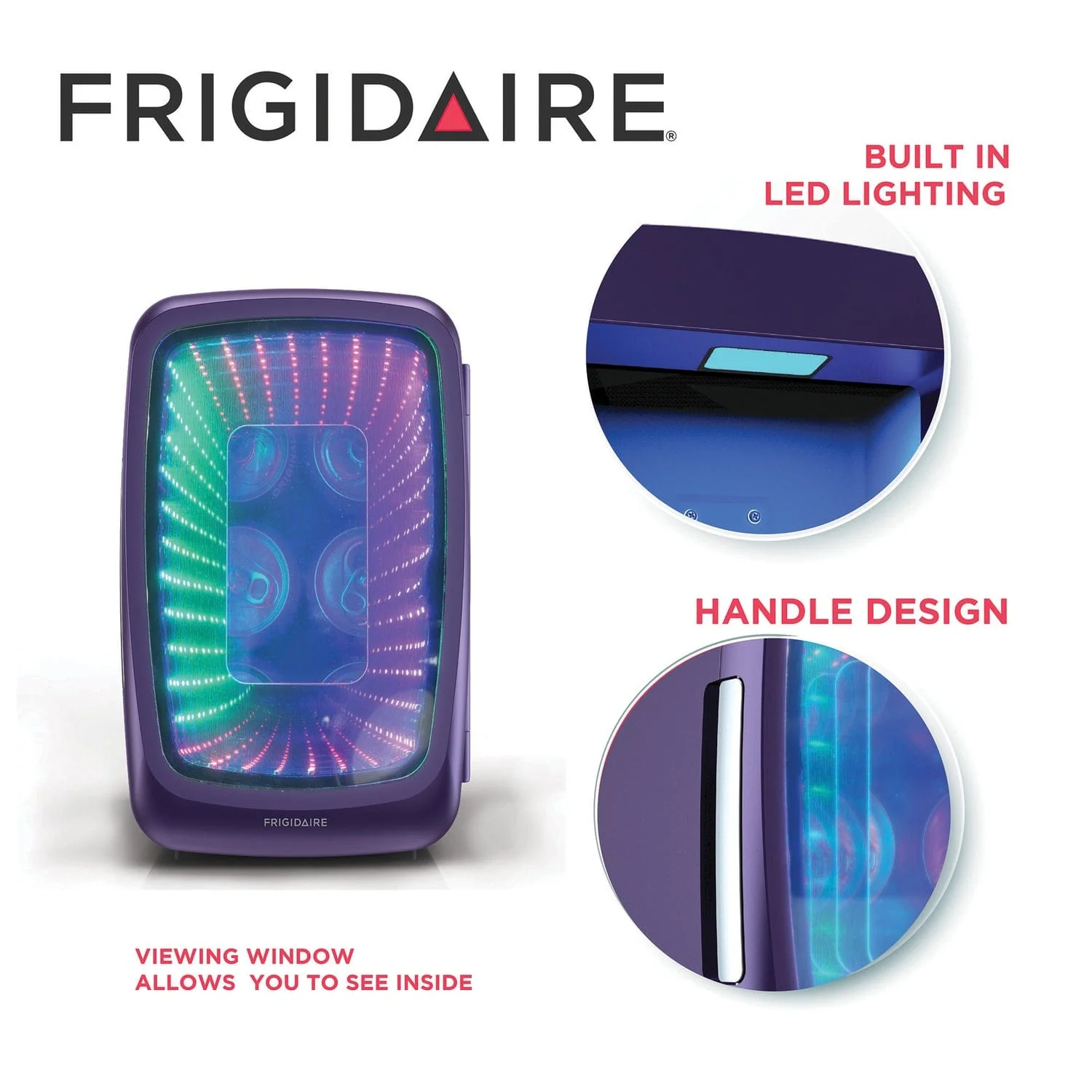 Frigidaire 6-Can Retro Gaming Light-up Portable Beverage Mini Fridge, EFMIS179, Purplehaze - Image 5