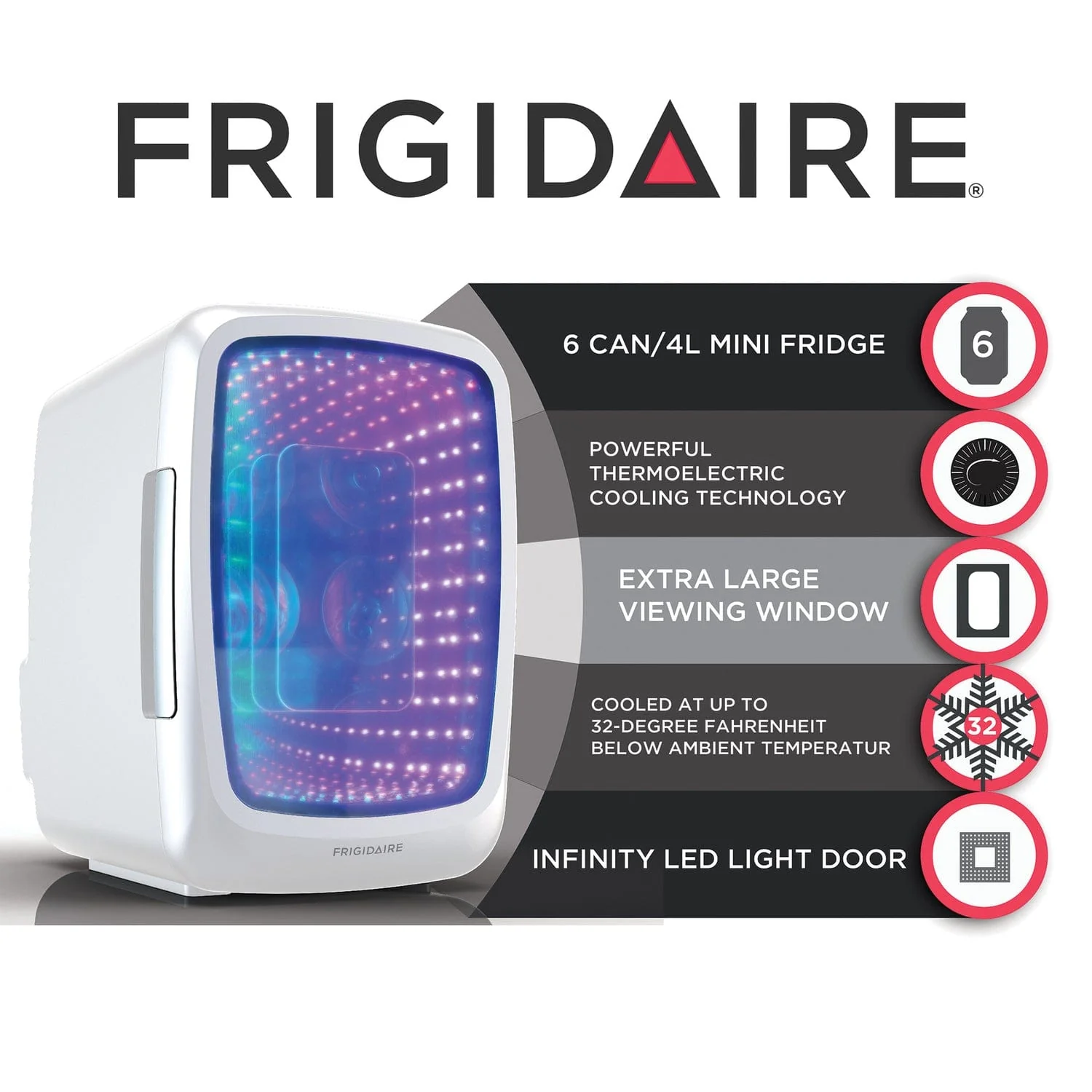 Frigidaire 6-Can Retro Gaming Light-up Portable Beverage Mini Fridge, EFMIS179, White - Image 3