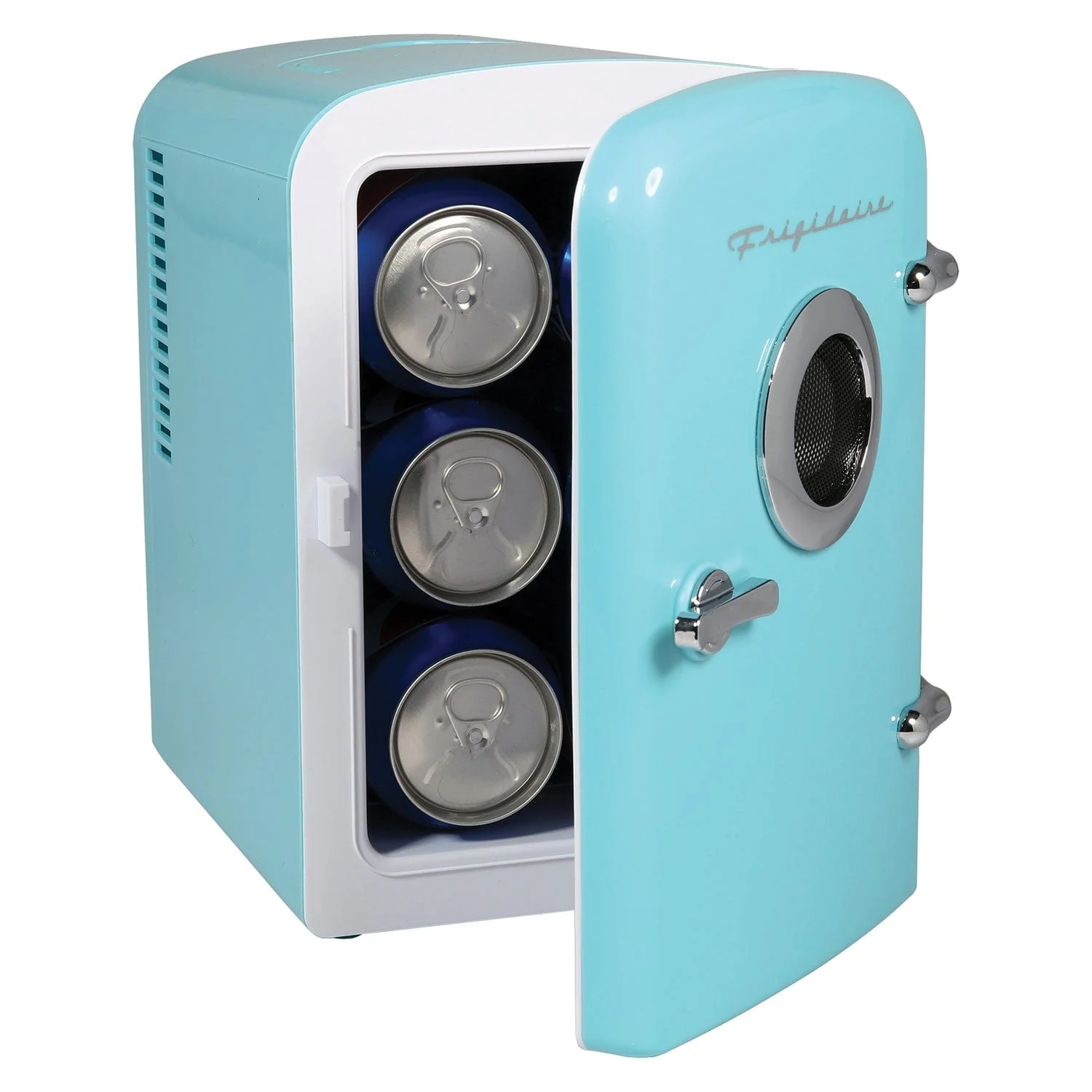 Frigidaire 6-Can Retro Portable Beverage Refrigerator with Bluetooth Speaker, Blue - Image 2