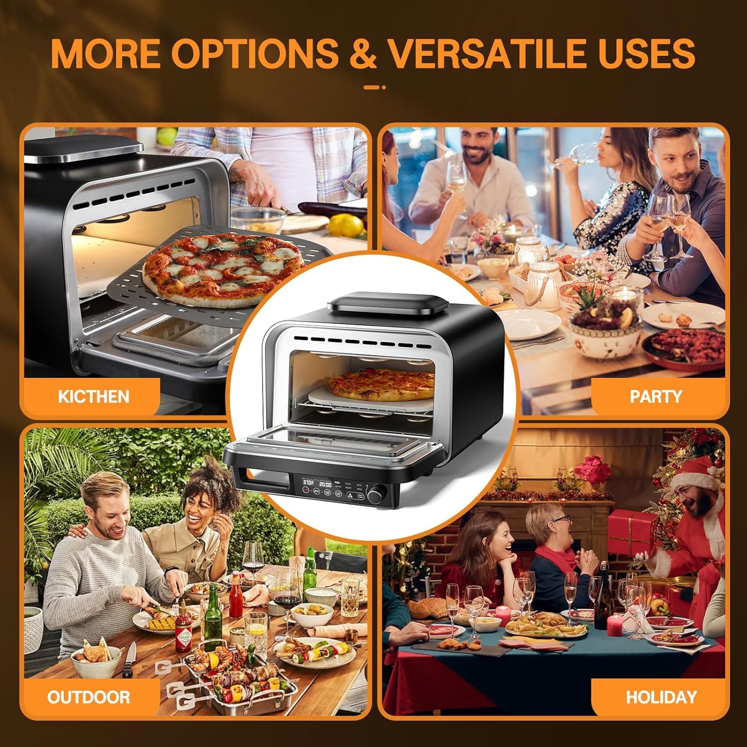 G.A. HomeFavor Air Fryer Oven – 6-in-1 Dual-Heating System for Air Fry, Bake, Roast, Toast, Broil & Grill, Graphite - Image 6