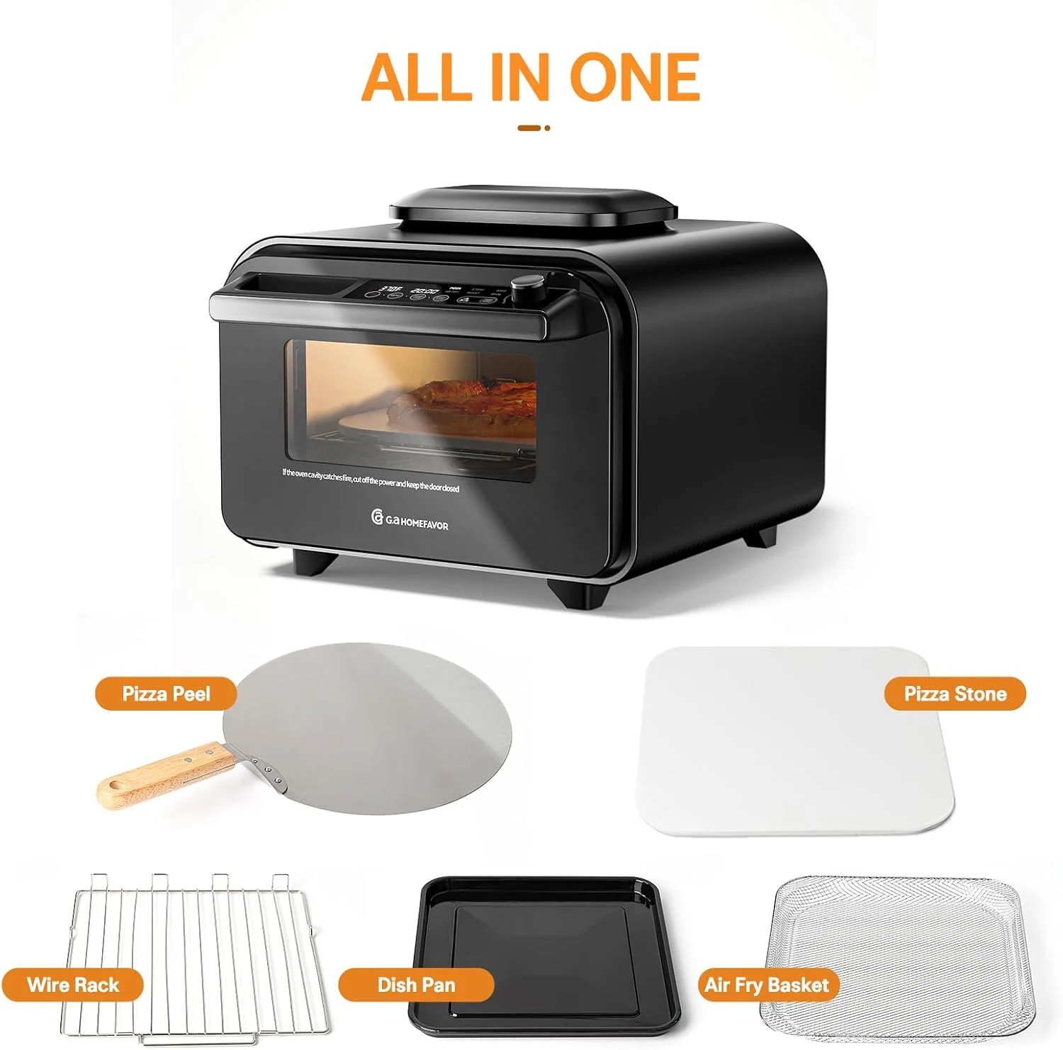 G.A. HomeFavor Air Fryer Oven – 6-in-1 Dual-Heating System for Air Fry, Bake, Roast, Toast, Broil & Grill, Graphite - Image 9