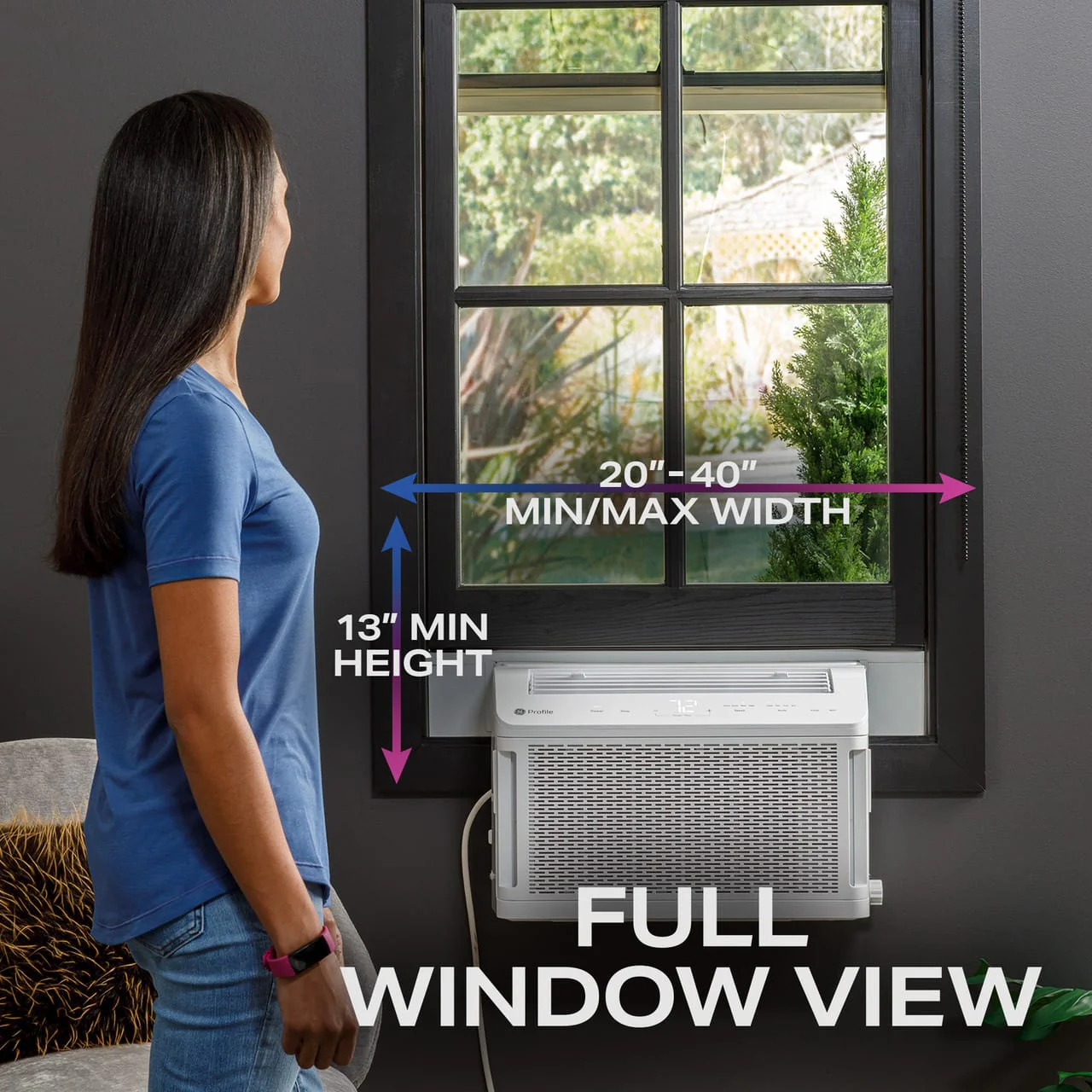 GE Profile ClearView 6100 BTU Window Air Conditioner Unit, U-Shaped Adjustable Depth, Up to 250 sq ft., White - Certified Refurbished - Image 4
