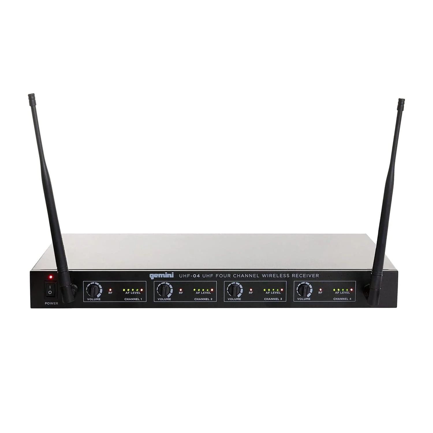 Gemini UHF-04M-S1234 UHF 4-Channel Wireless Microphone System with 4 Handheld Microphones and Receiver - Image 4