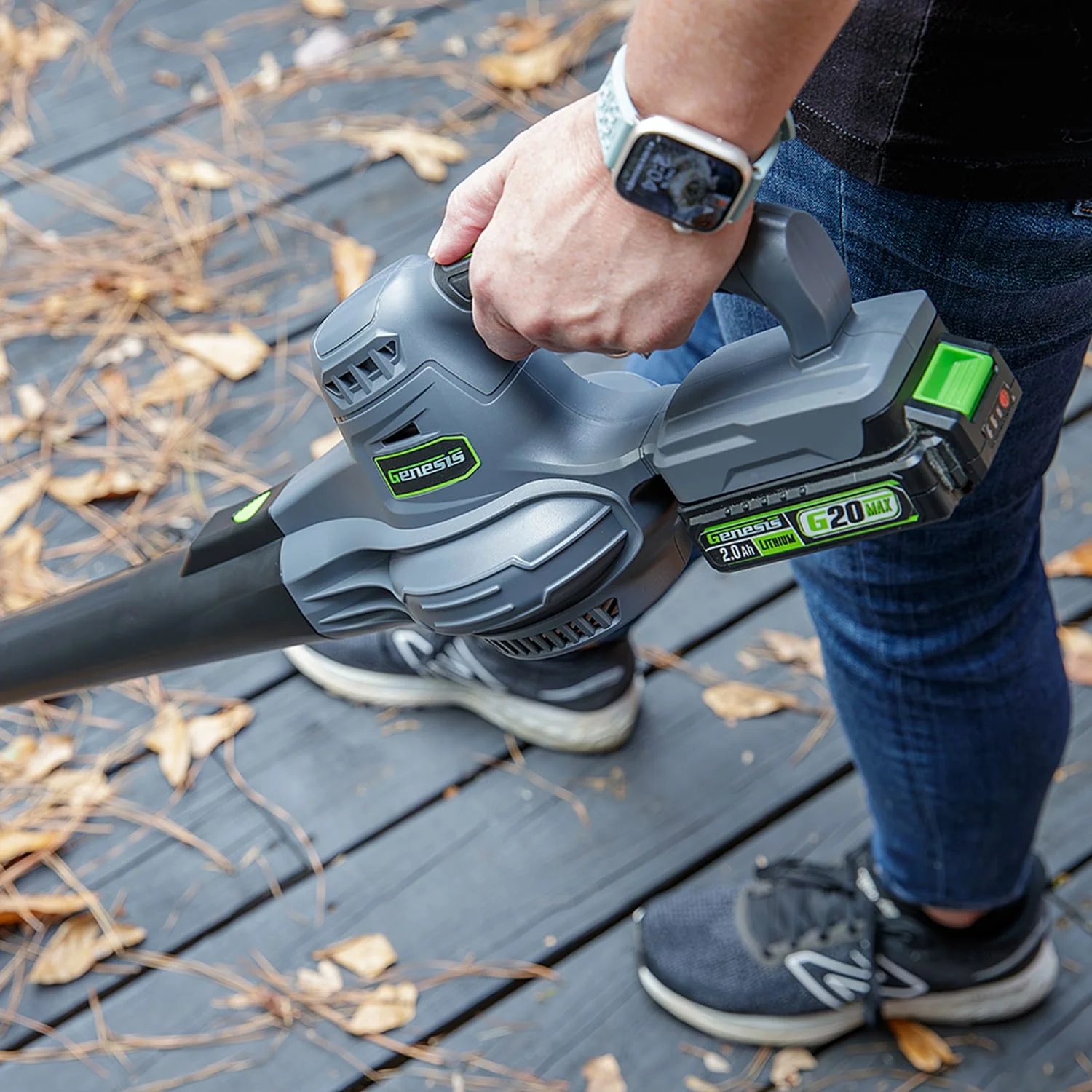Genesis G20Max 130-MPH at 95-CFM 20-Volt Battery-Powered 2-Speed Blower/Sweeper - Image 2