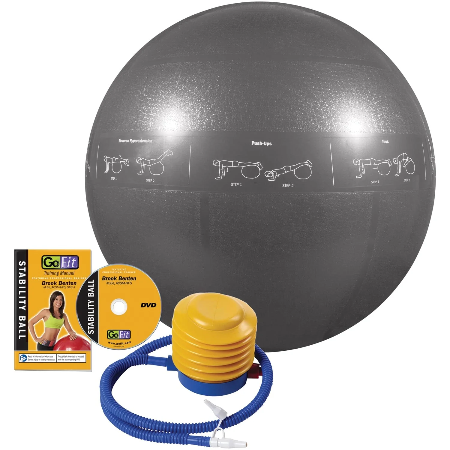 GoFit Pro Grade Stability Guide Ball with Pump, 75cm, Silver - Image 5