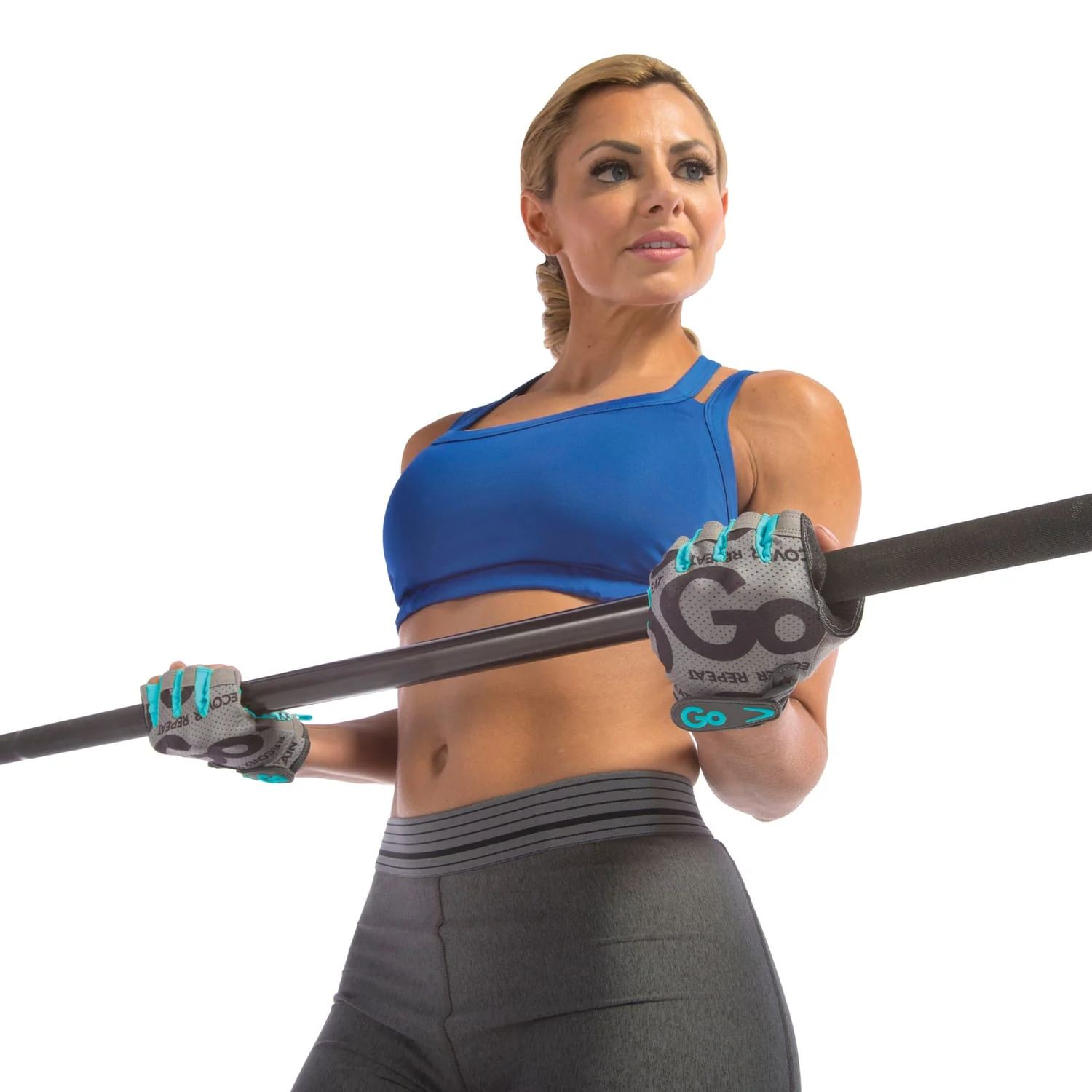 GoFit Women's Pro Trainer Gloves with Padded Go-Tac Palm, Small, Teal - Image 2