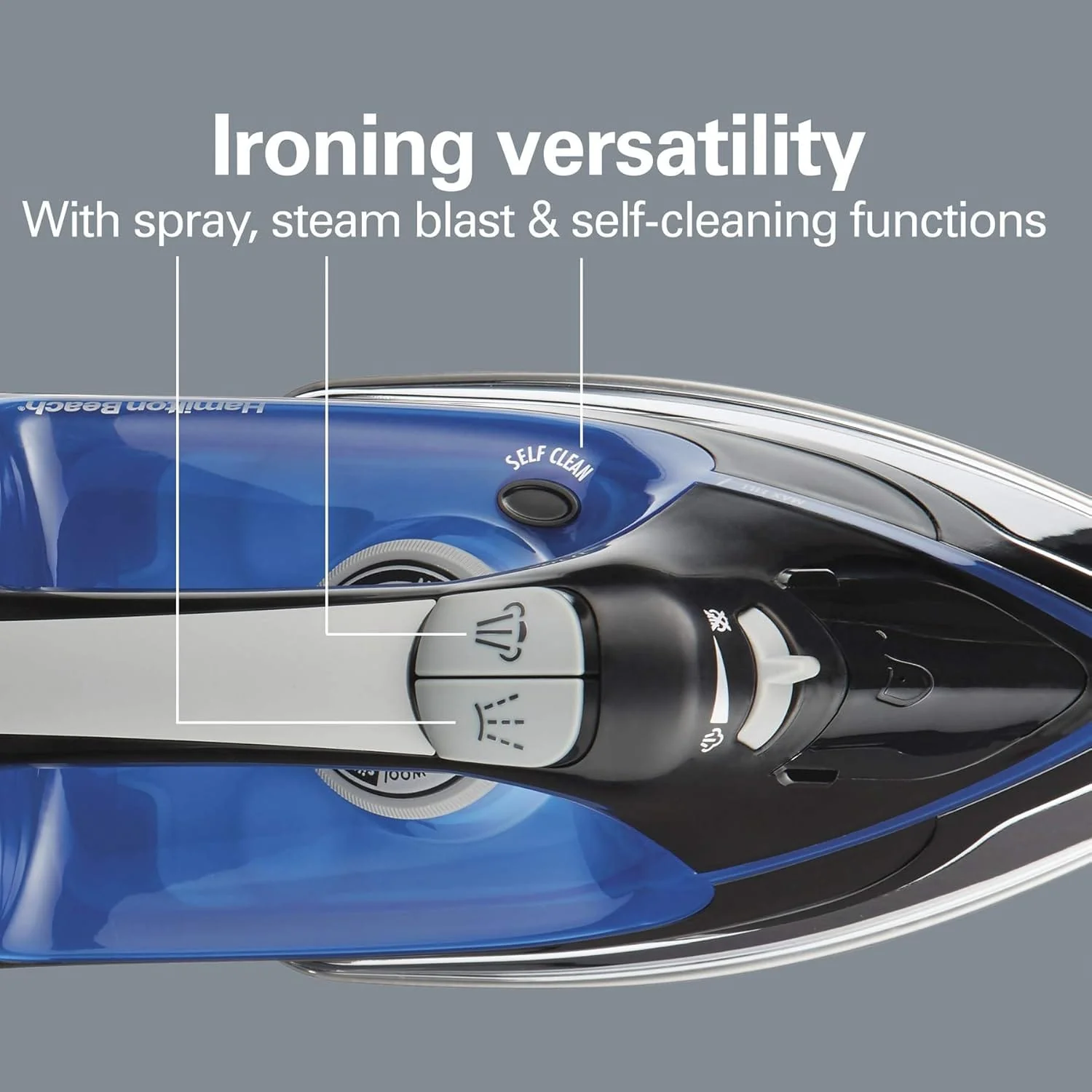 Hamilton Beach Clothing Iron, Steam Iron for Clothes with Stainless Steel Soleplate & Retractable Cord, Black - Certified Refurbished - Image 5