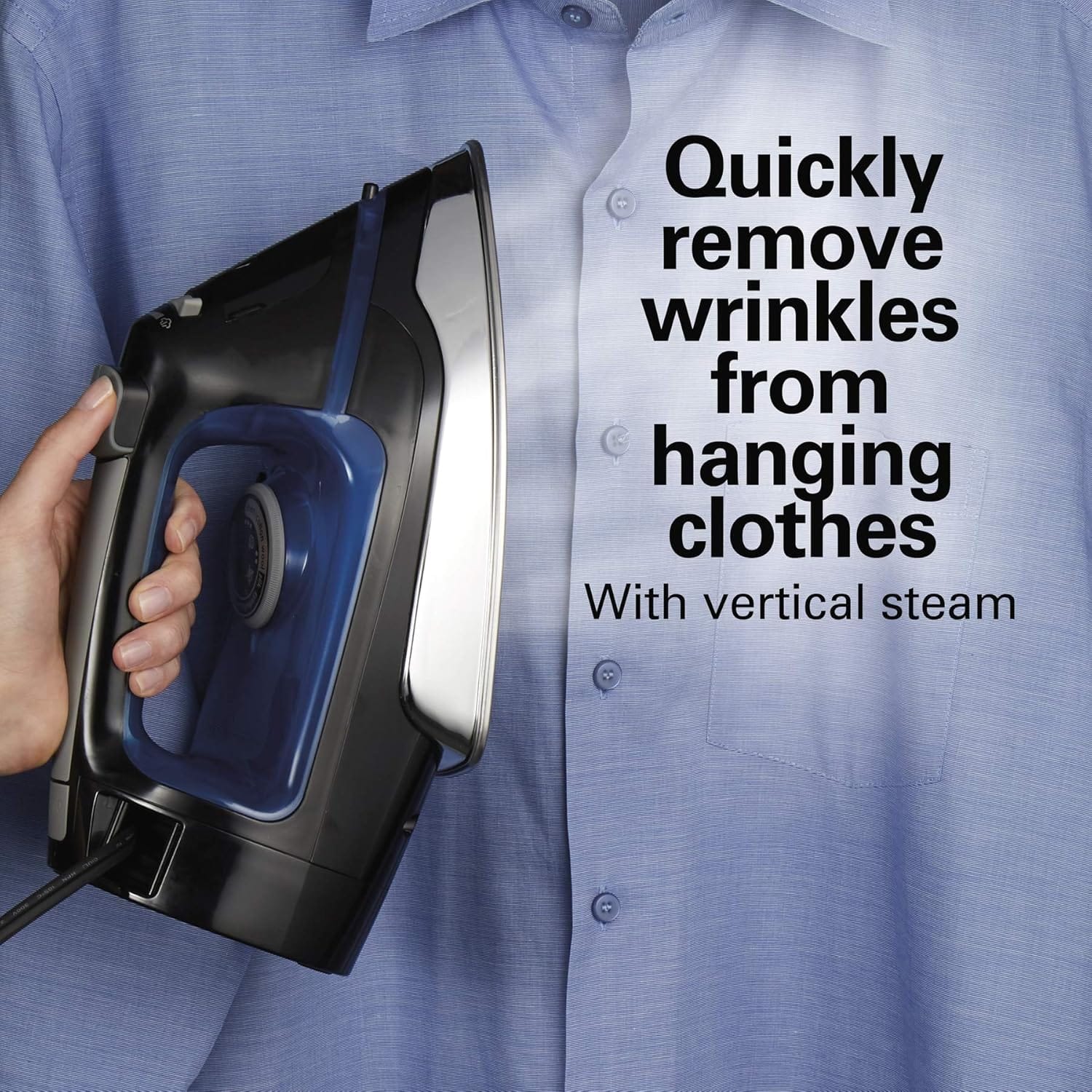 Hamilton Beach Clothing Iron, Steam Iron for Clothes with Stainless Steel Soleplate & Retractable Cord, Black - Certified Refurbished - Image 6