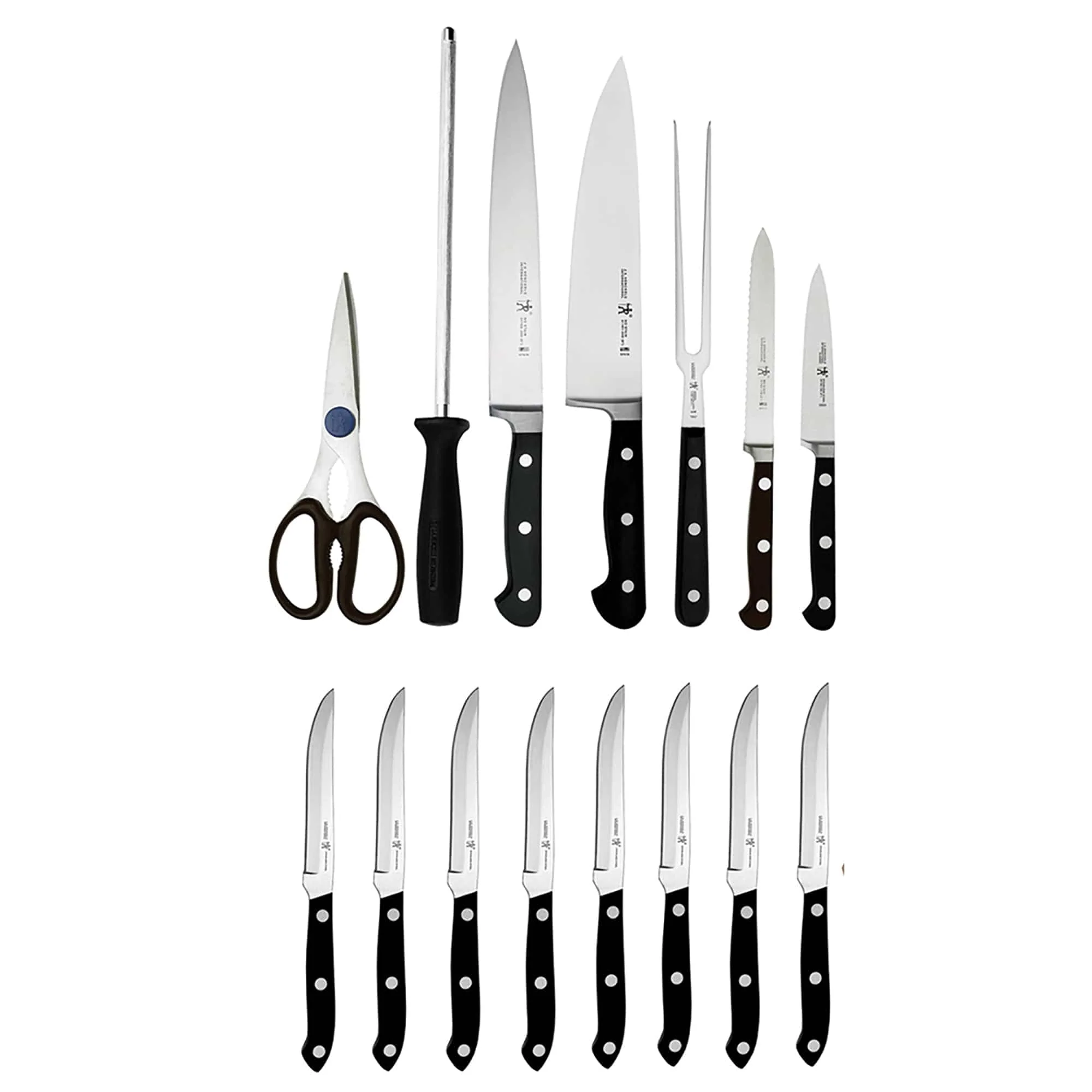Henckels Classic 16-Piece Knife Block Set, Chef's Knife, Serrated Utility Knife, Bread Knife, Steak Knives, Black - Image 2