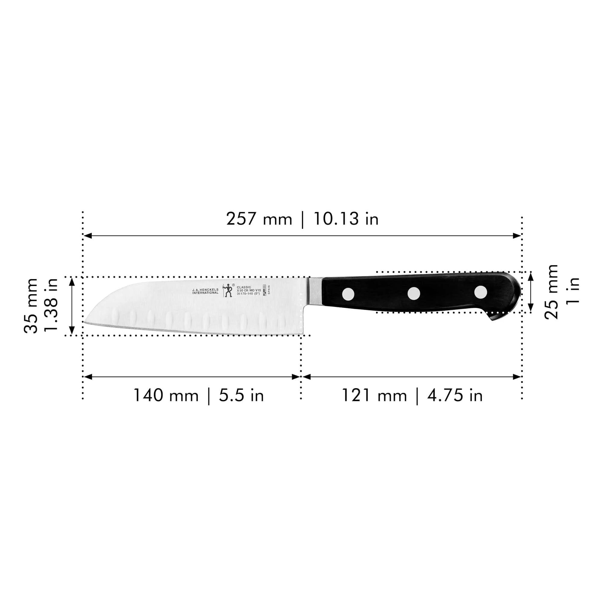 Henckels Classic 5-inch Hollow Edge Santoku Knife - Image 3