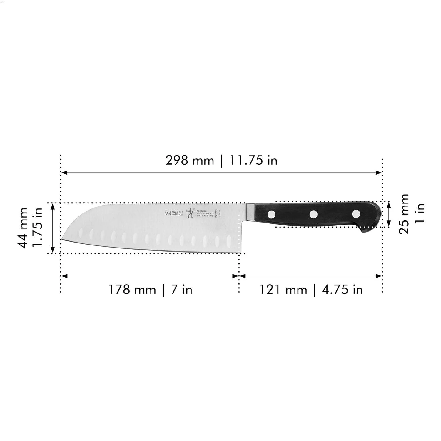Henckels Classic 7-inch Hollow Edge Santoku Knife - Image 3