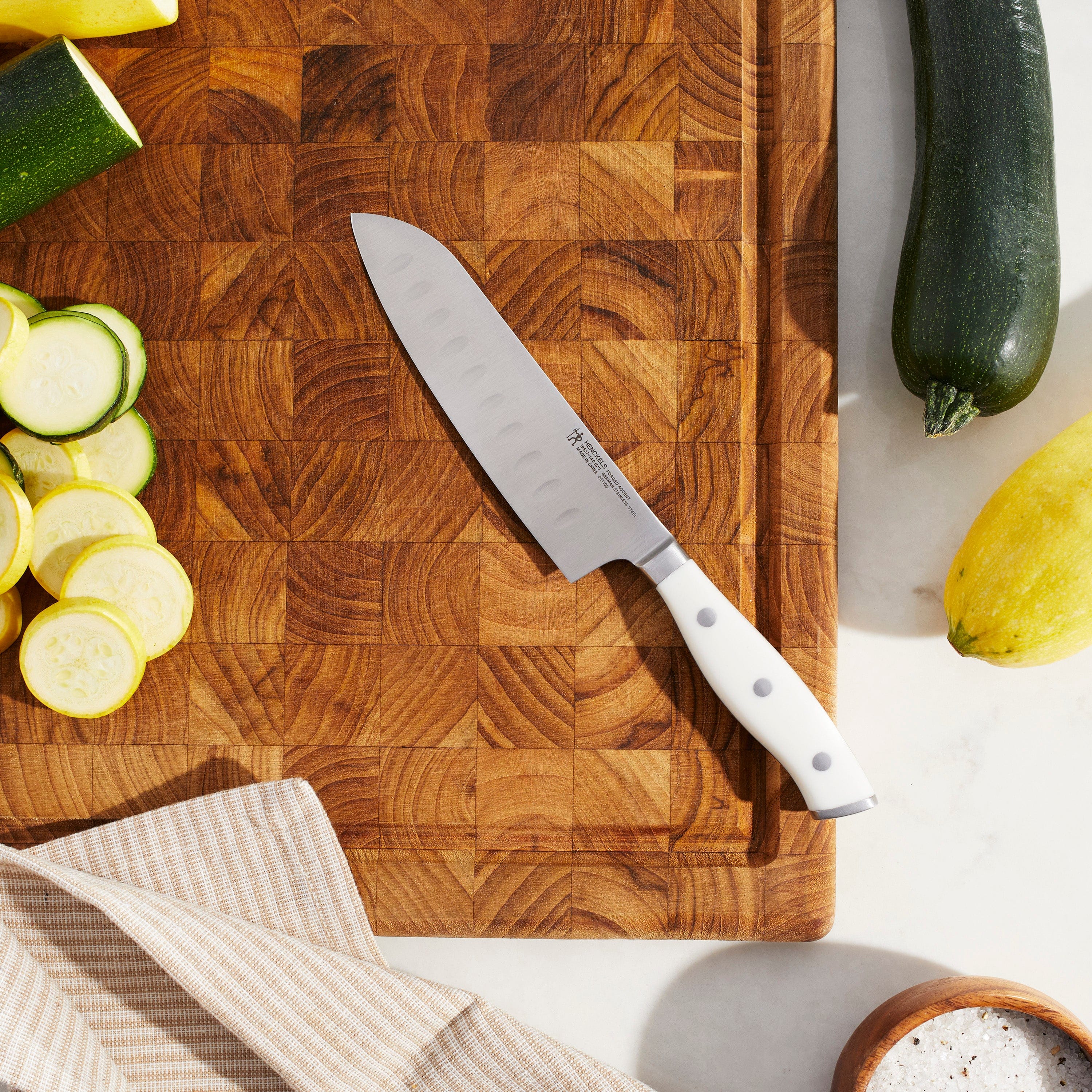Henckels Forged Accent 5-inch Hollow Edge Santoku Knife - White Handle - Image 2