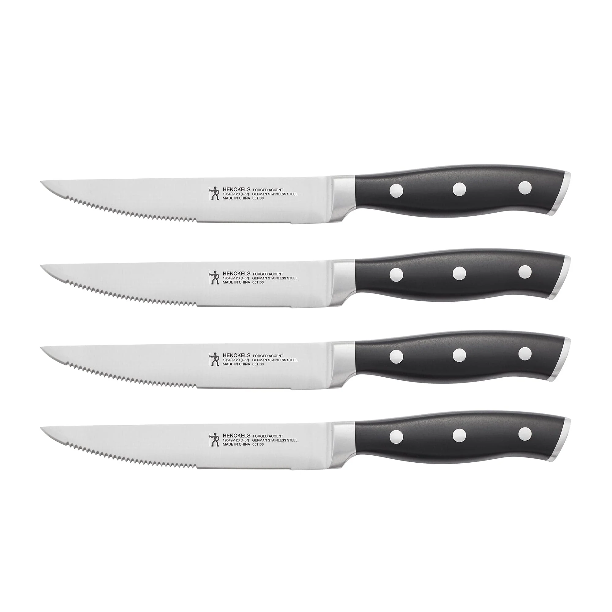 Henckels Forged Accent Set of 4 Steak Knife Set, German Engineered, Black
