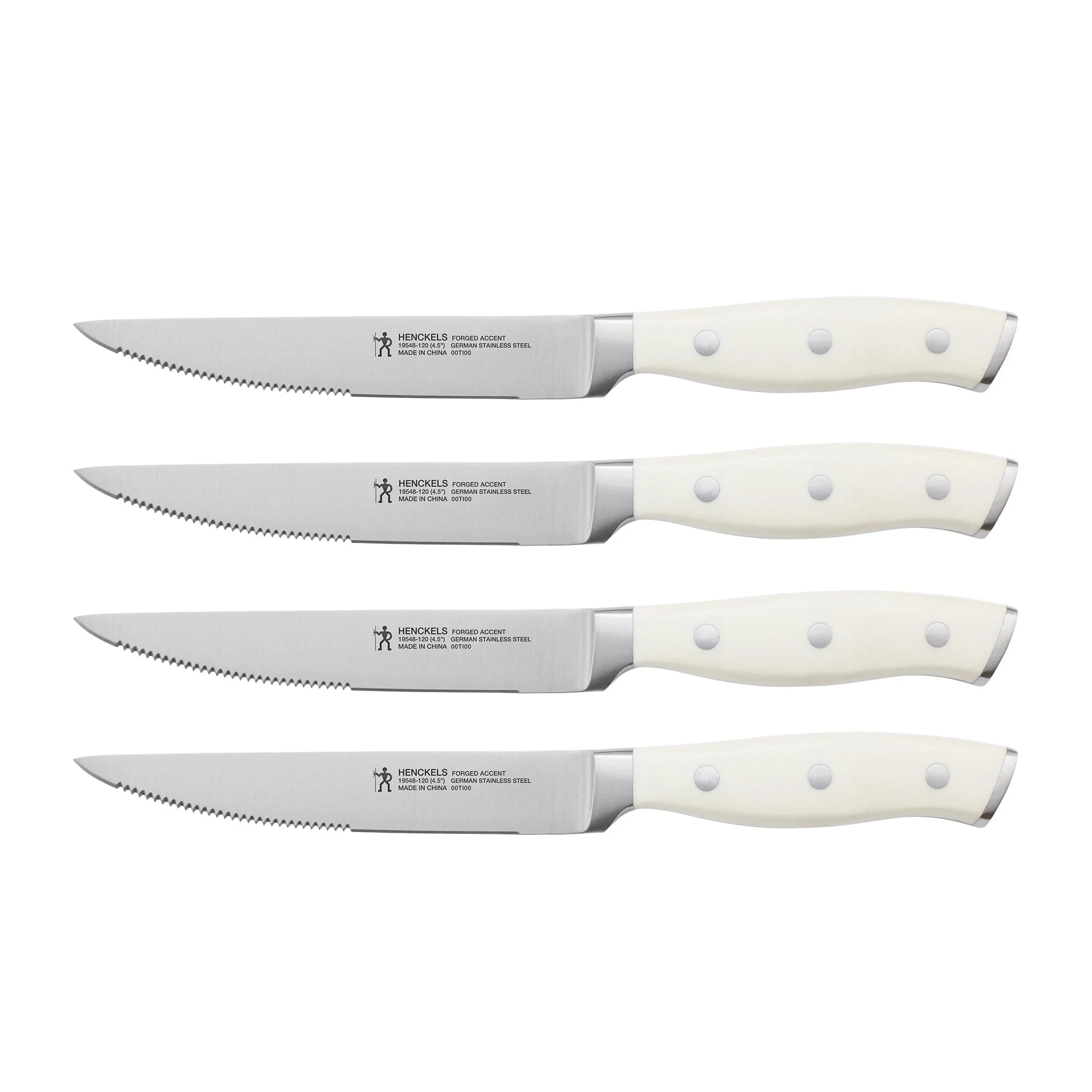Henckels Forged Accent Set of 4 Steak Knife Set, White, German Engineered